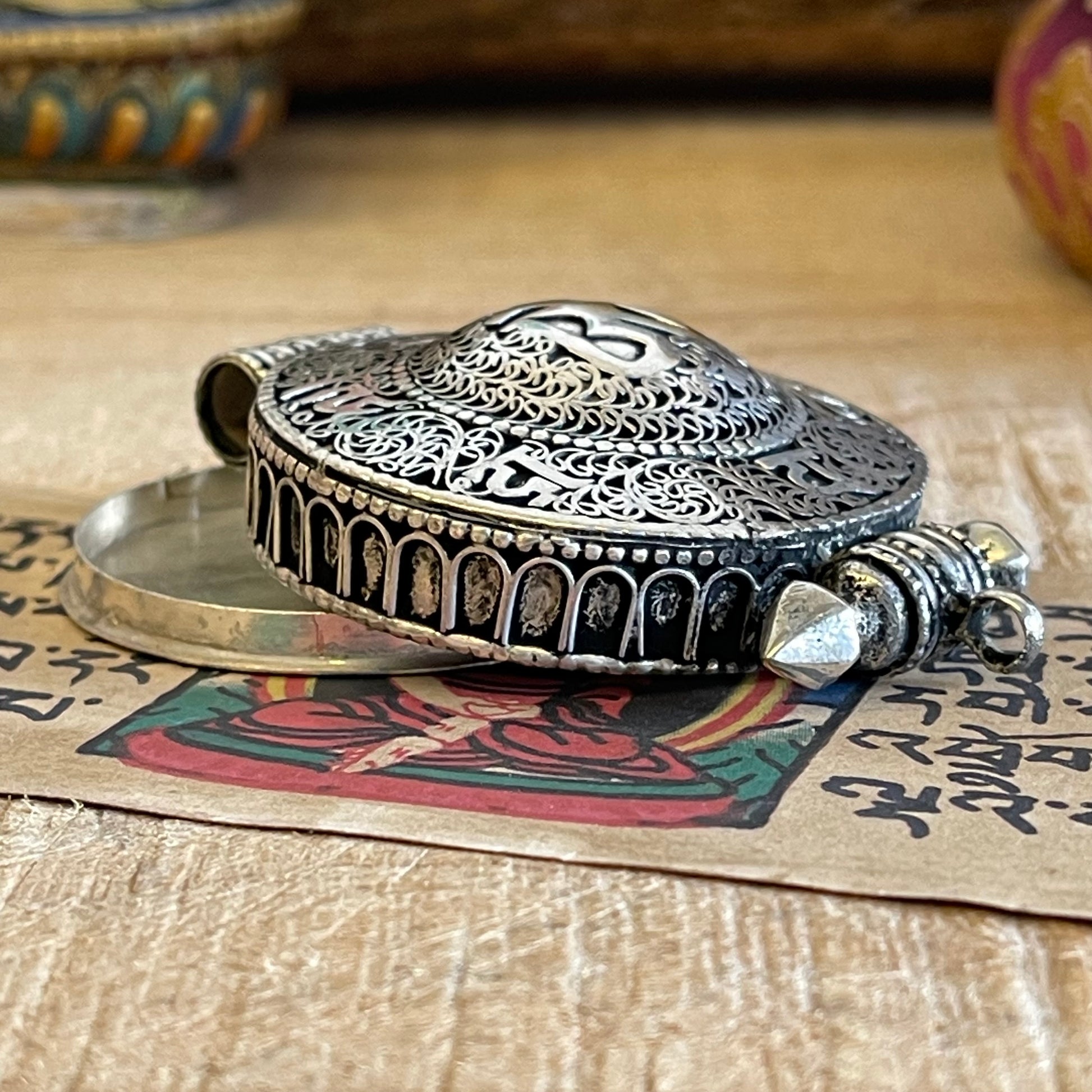 Tibetan Filigree Ghau Locket pendant OM