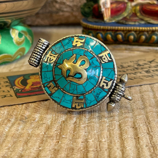 Tibetan Ghau Locket pendant Stone Chip 