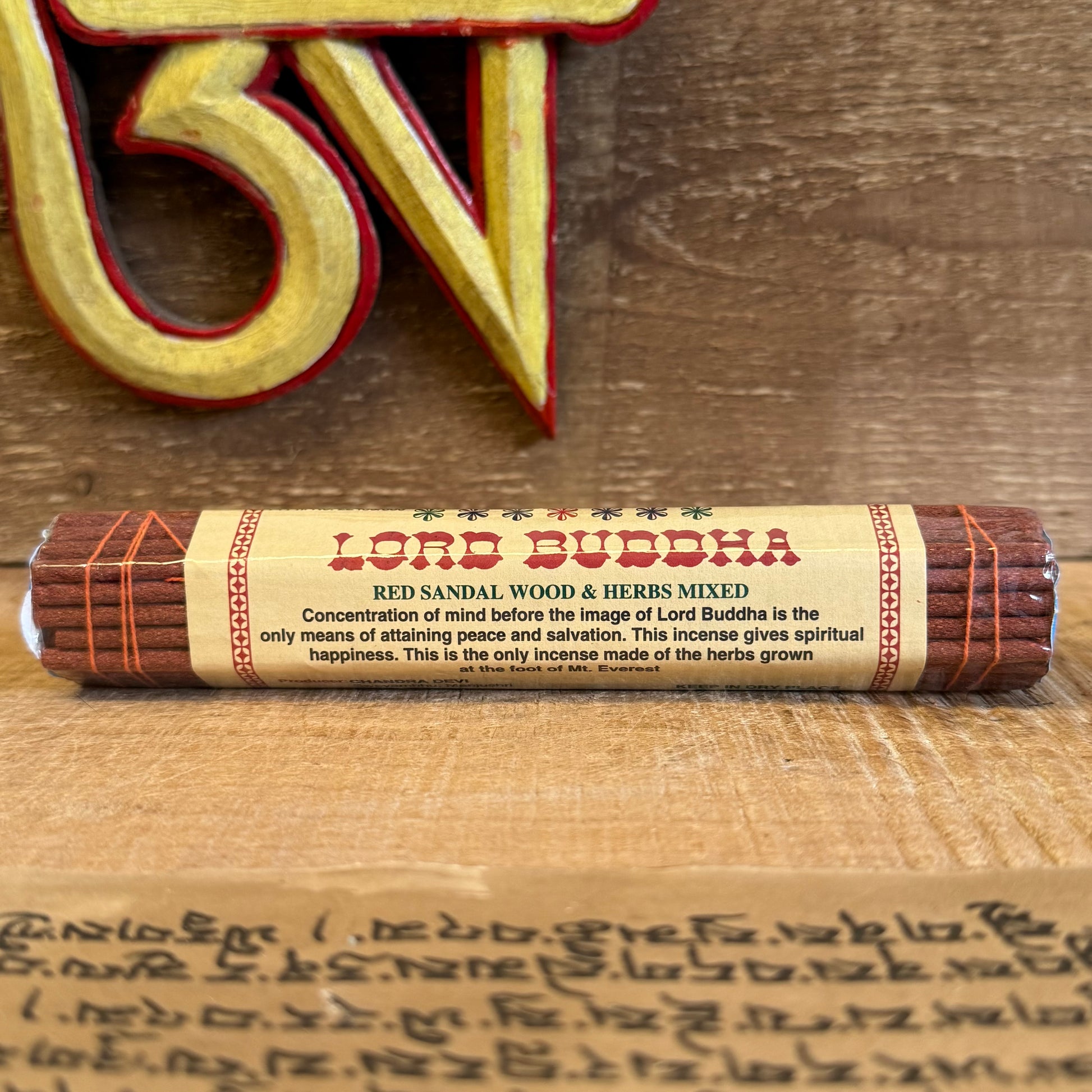 Beloved one, welcome the sacred scent of inner peace. The Chandra Devi Lord Buddha Tibetan Incense is a humble offering crafted in the ancient tradition of the Himalayas. It combines soft, sacred sandalwood with rare Himalayan herbs, gathered respectfully from the mountain slopes where the air is still and pure