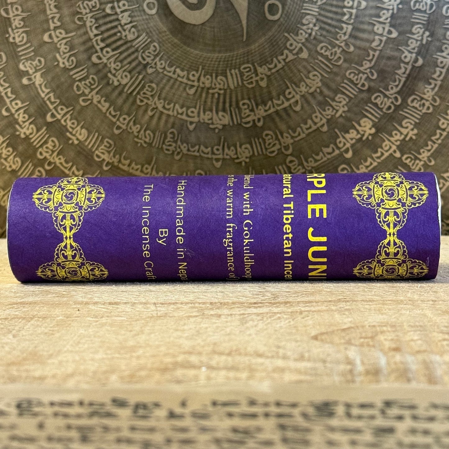 Discover the warm, comforting aroma of Purple Juniper Tibetan Incense, a traditional Himalayan blend crafted with great care and devotion. This unique incense is composed of juniper bark, Gokul Dhoop, yak butter, oils, and natural resins, creating a soft, cosy fragrance that welcomes peace and serenity into your space.

Juniper has long been used in Tibetan ritual to cleanse the air, calm the mind, and protect the home’s energy. Combined with the richness of yak butter and the sacred depth of Gokul Dhoop, t