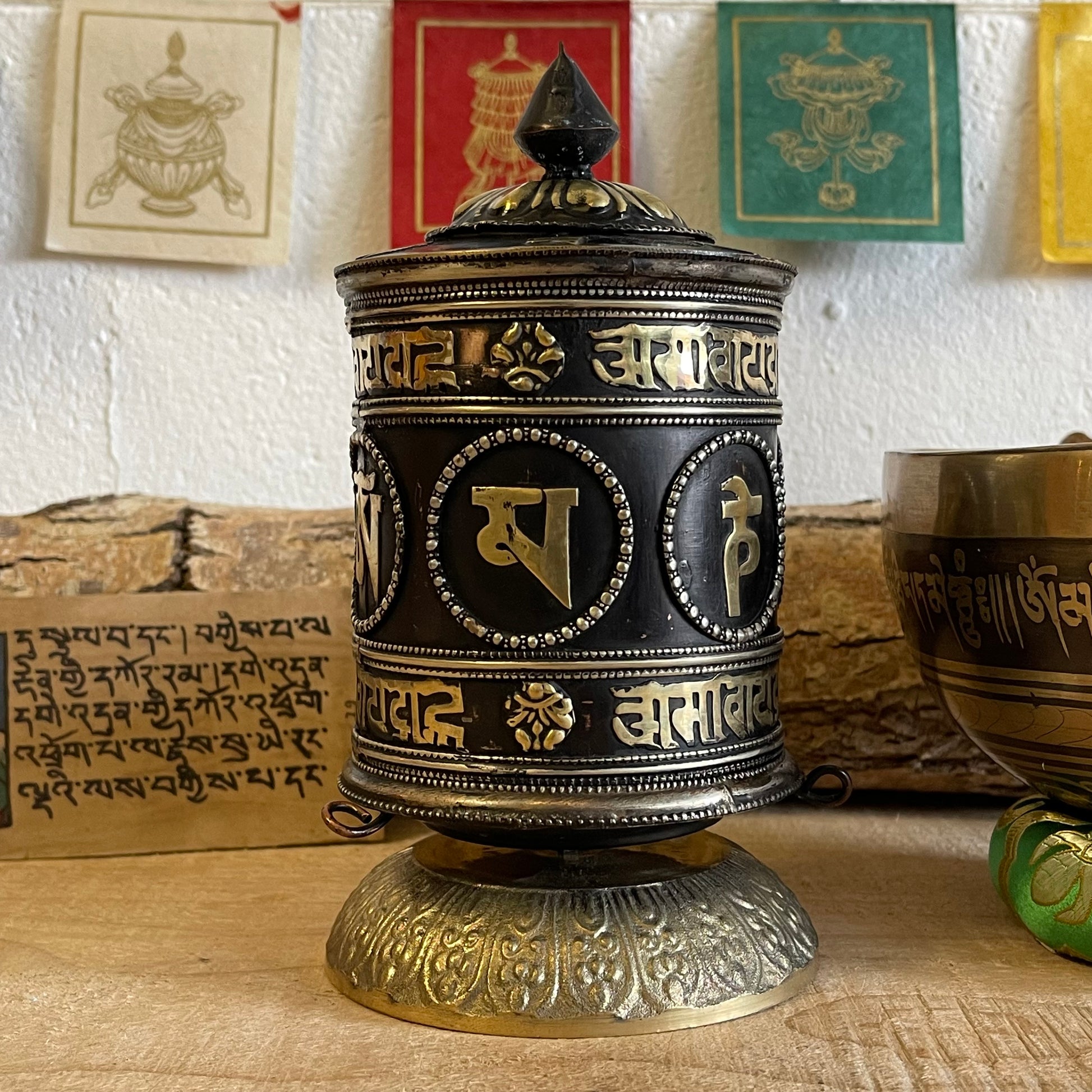 Tibetan Buddhist Table Prayer Wheel with Mantra Inside