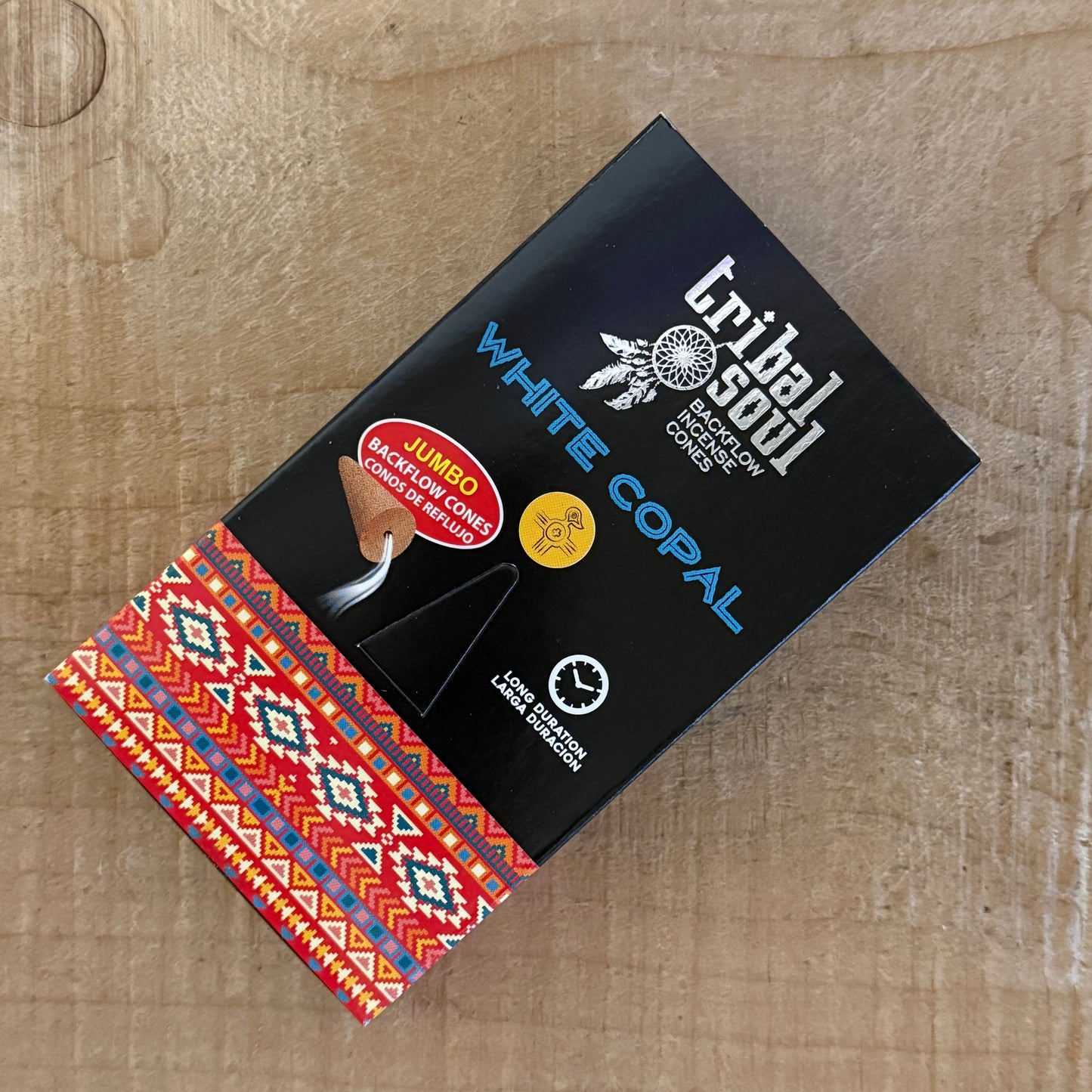 Tribal Soul white copal backflow incense cones. Purifying resin incense with waterfall smoke effect for meditation and ritual use.