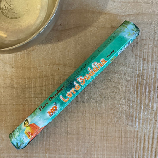 Lord Buddha Hexagon incense by Hari Darshan. A traditional Buddhist incense for meditation, devotion, and creating a calm spiritual atmosphere.