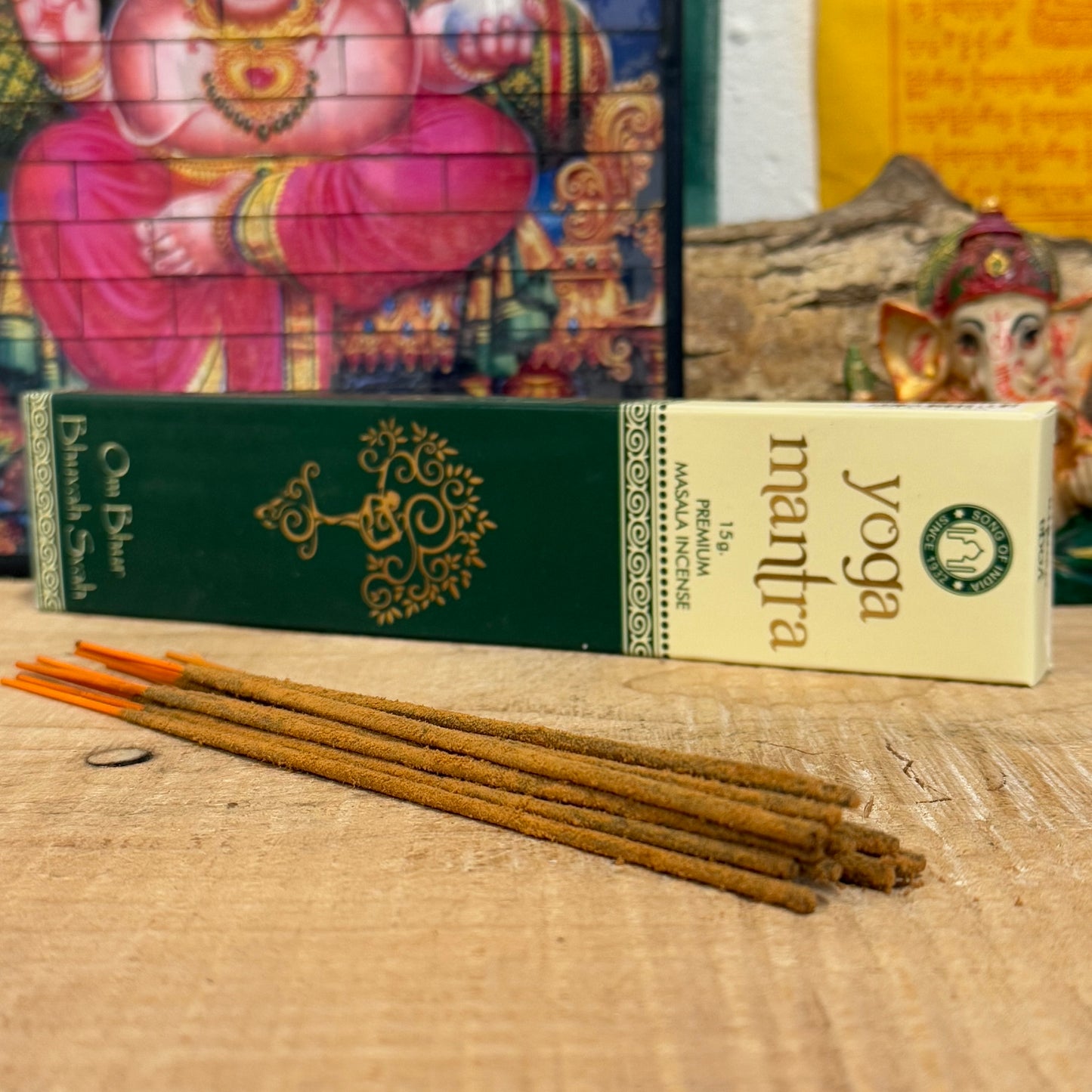 Discover the soothing aroma of Song Of India Incense Masala Yoga Mantra. Perfect for meditation, yoga, and relaxation, premium handcrafted incense sticks