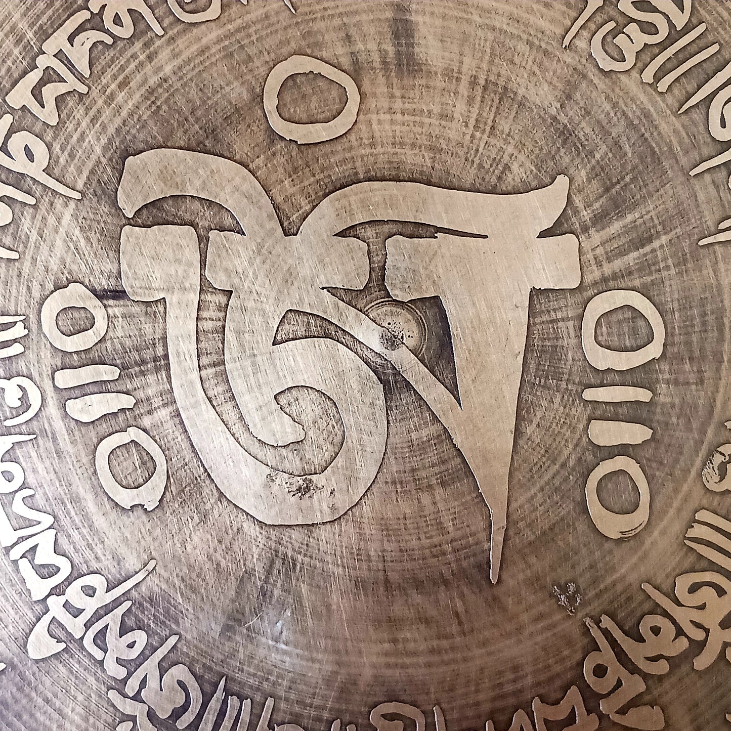 Hand beaten Om Mani Mantra Gong