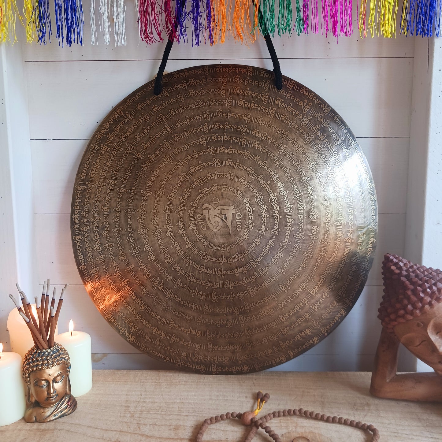 Hand beaten Om Mani Mantra Gong