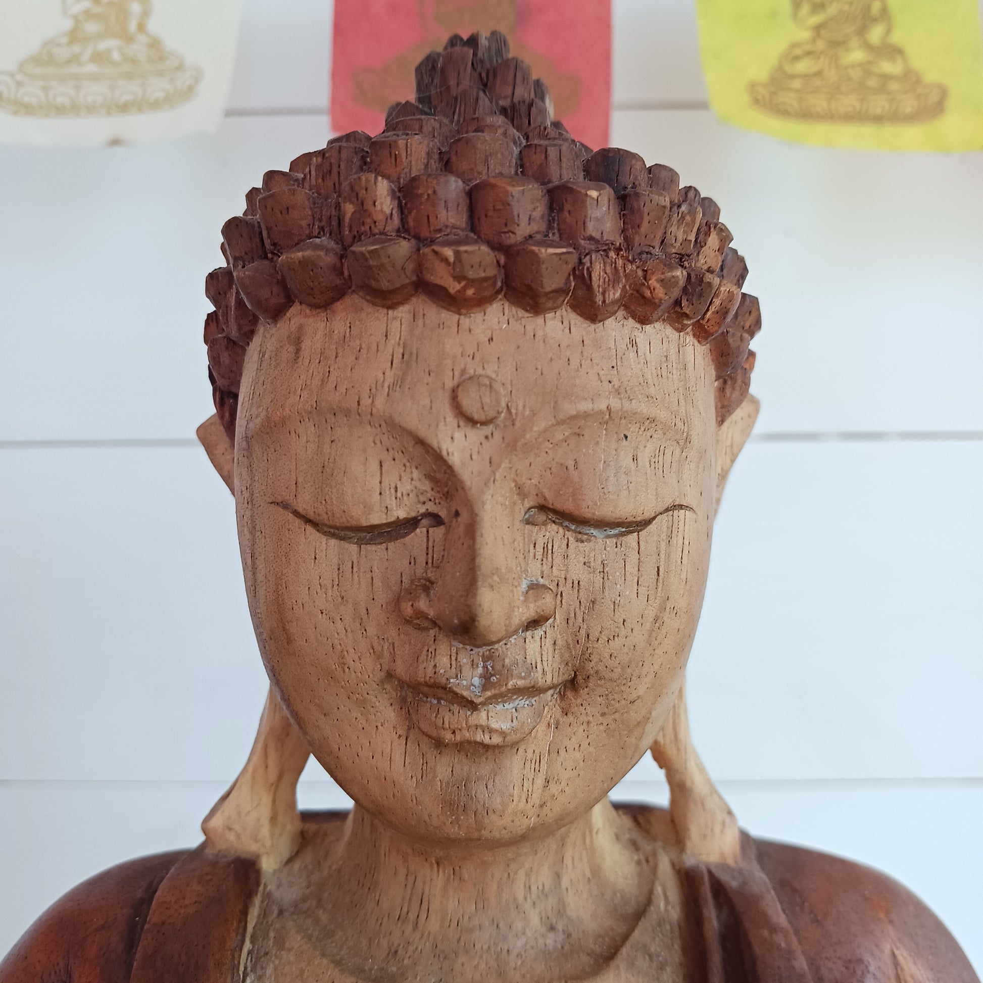 The Buddha is in the Teaching Pose which signifies wisdom, understanding and fulfilling destiny. Both hands are held with thumb and index fingers forming a circle. The Teaching Buddha depicts a particular moment in the life of the Buddha, namely the first sermon the Buddha gave after reaching Enlightenment.