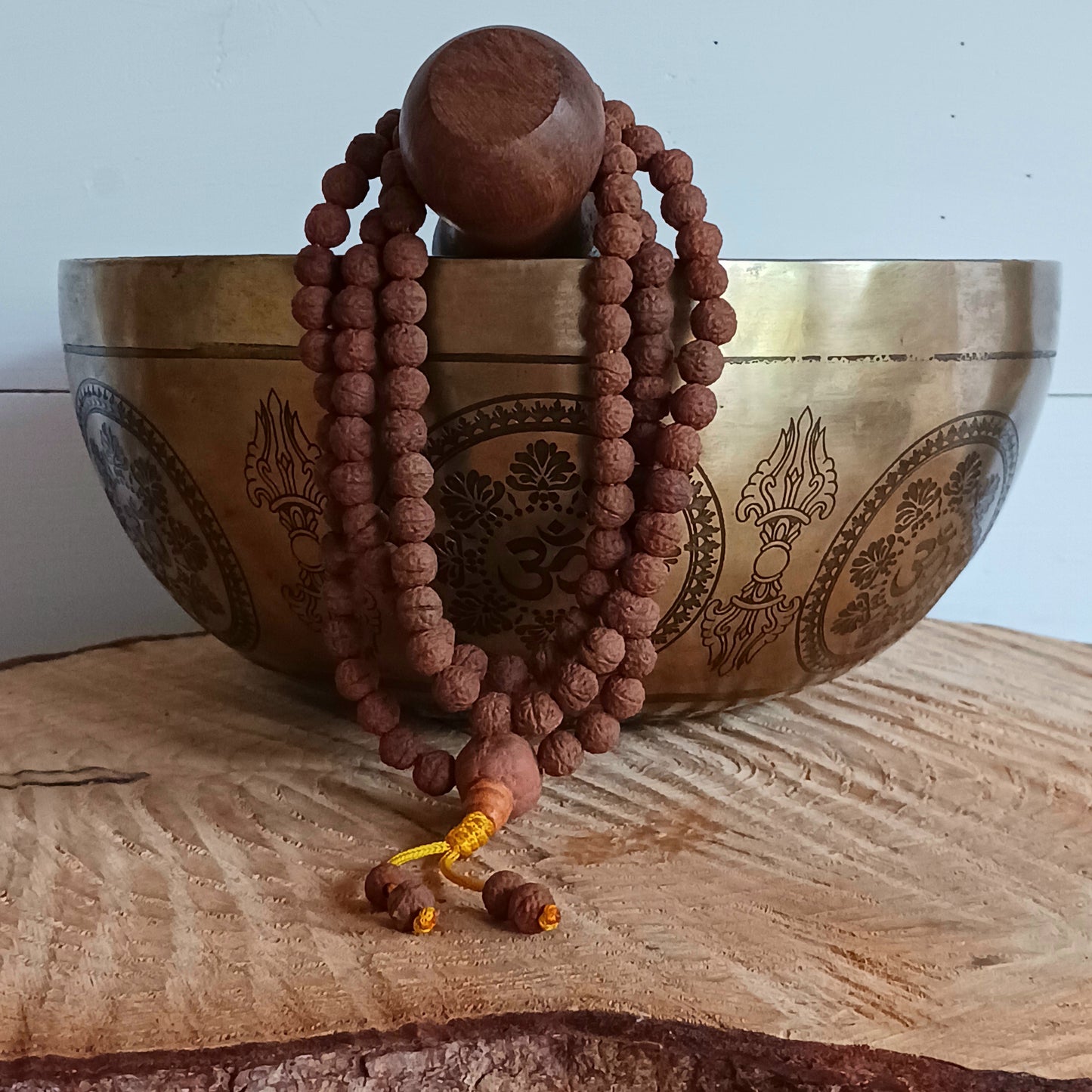 Buddhist Prayer Beads | Rakto Japa Mala Lotus Beads Natural (Saffron)