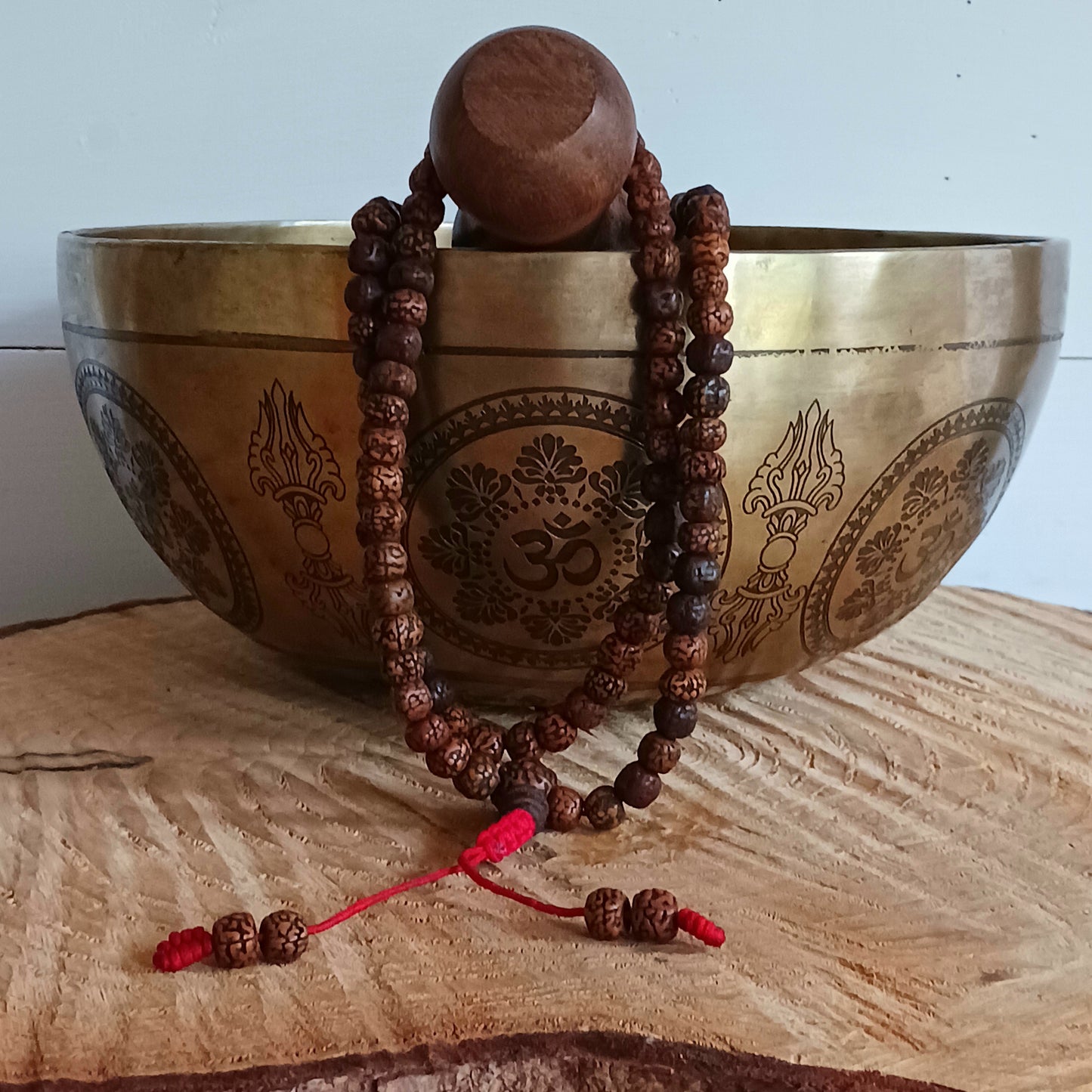 Buddhist Prayer Beads | Rakto Japa Mala Lotus Beads | Dark