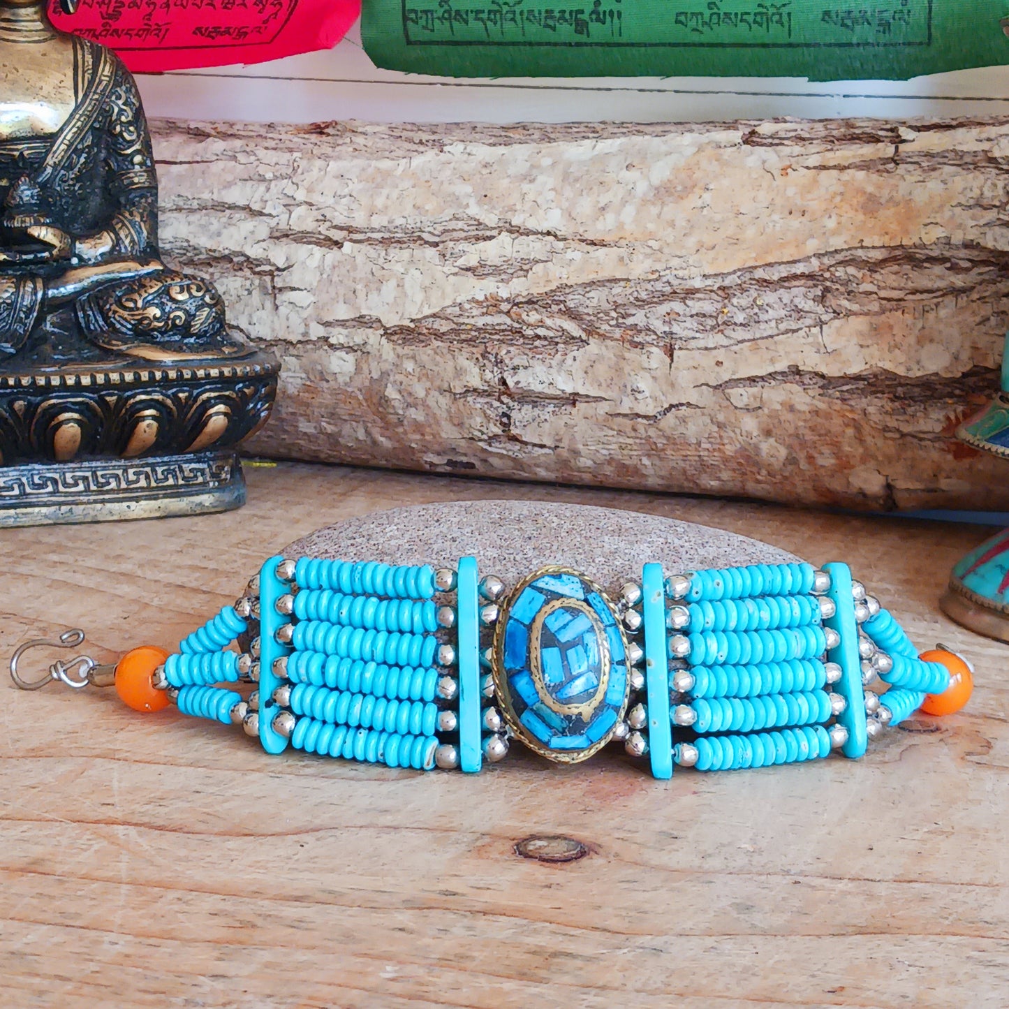 Handcrafted in Nepal, these Tibetan six line bead bracelets boast an antique, rustic quality that draws directly from the region's rich cultural and artisan legacy.