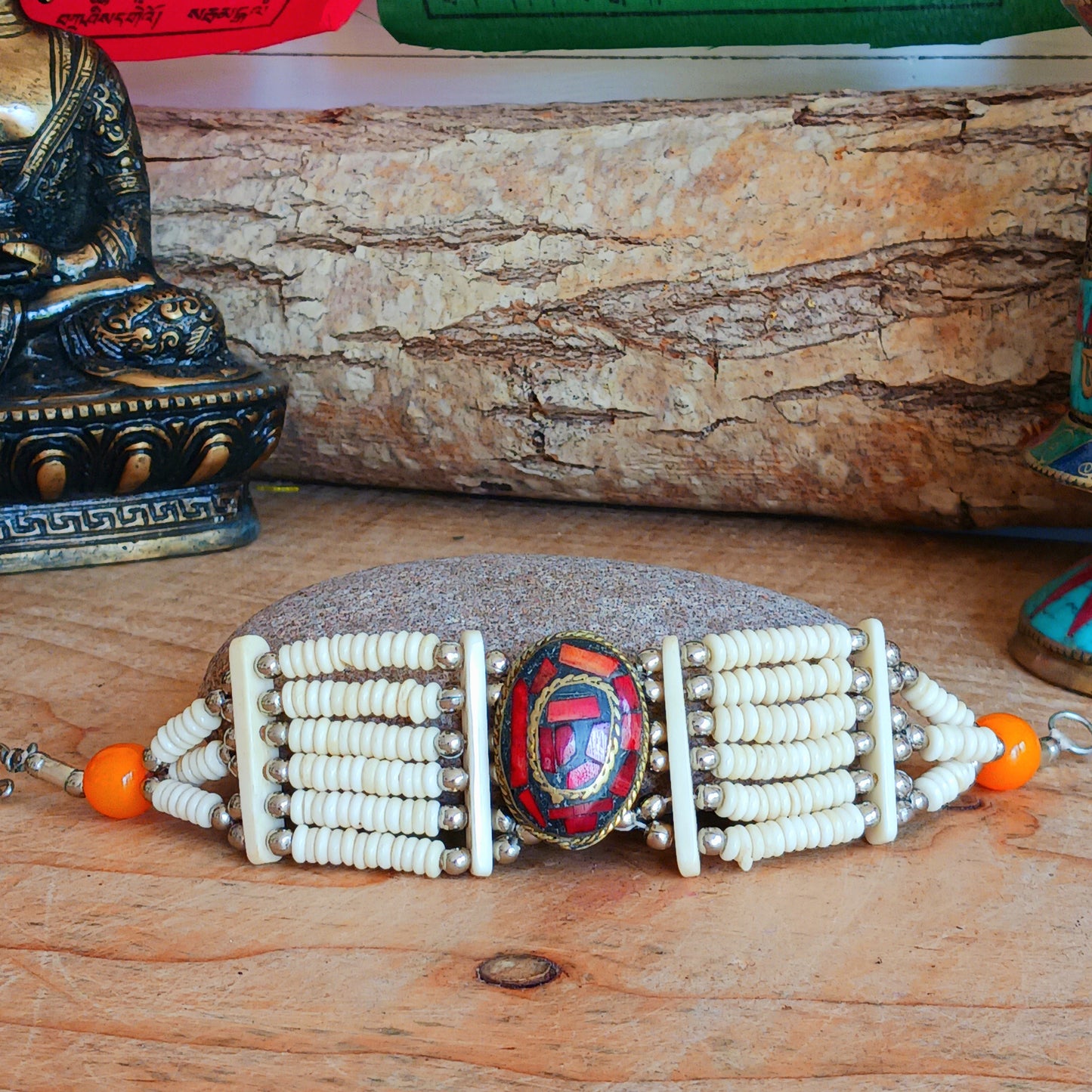 Handcrafted in Nepal, these Tibetan six line bead bracelets boast an antique, rustic quality that draws directly from the region's rich cultural and artisan legacy.