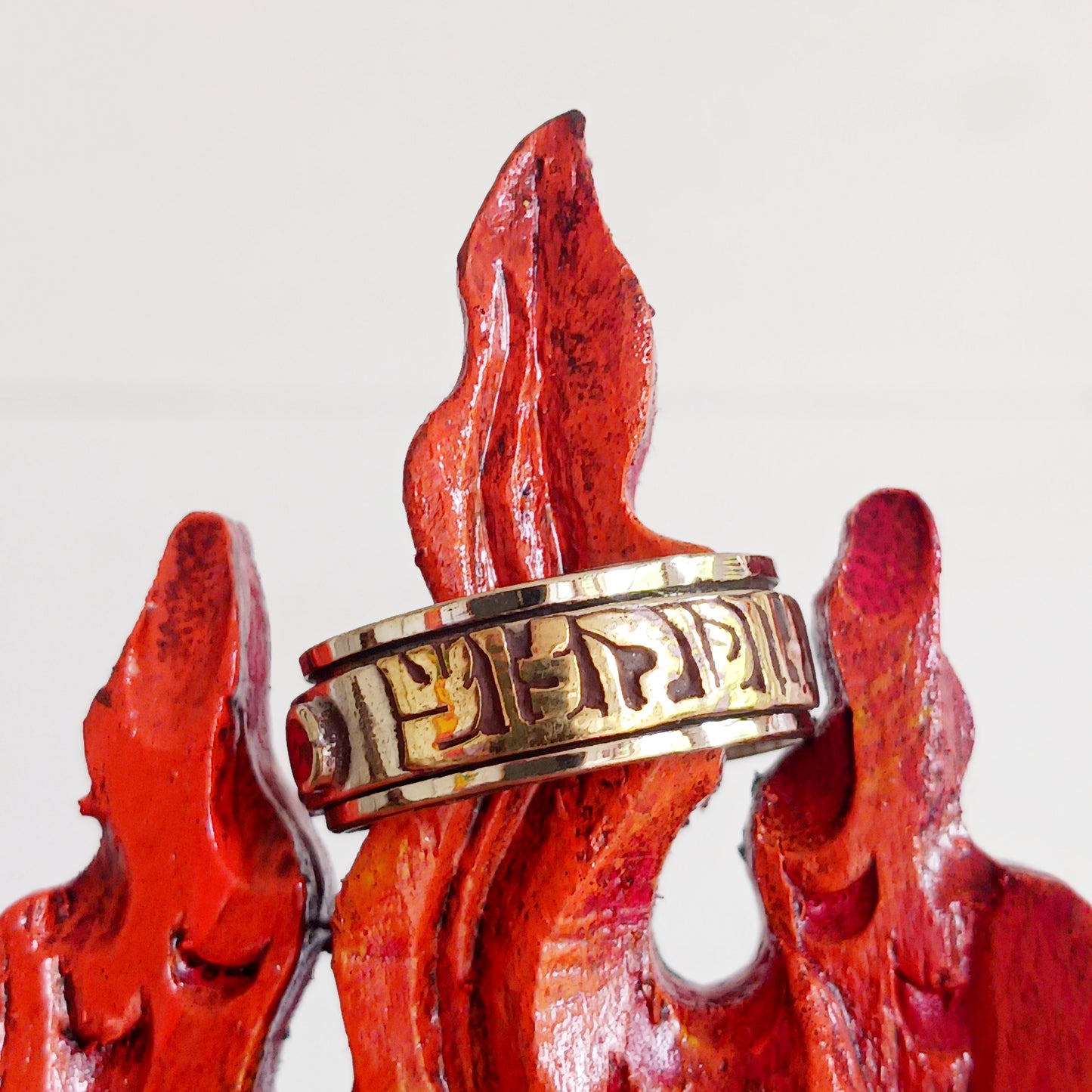 Tibetan Mantra Brass Spinning Ring