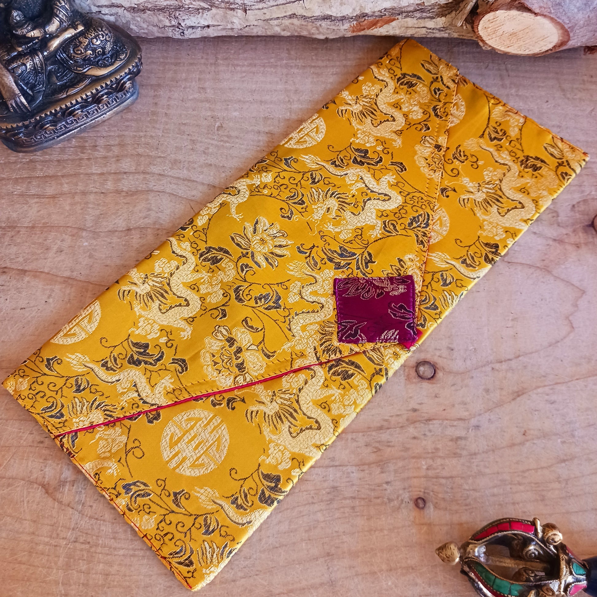 These beautiful prayer book covers are handmade from brocade satin with cotton lining, secured with a ribbon.