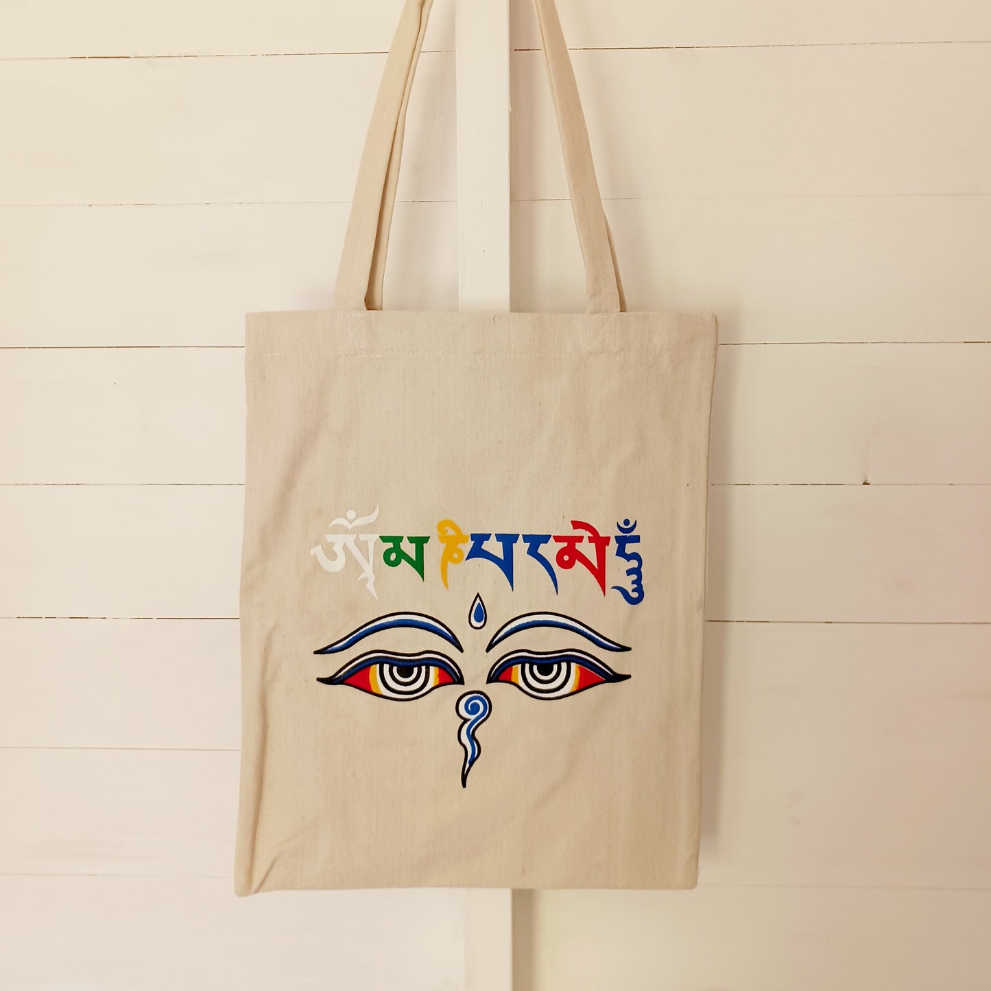 Buddha Eyes Cotton Tote Bag | Wisdom eyes Bag Buddhist Gift 