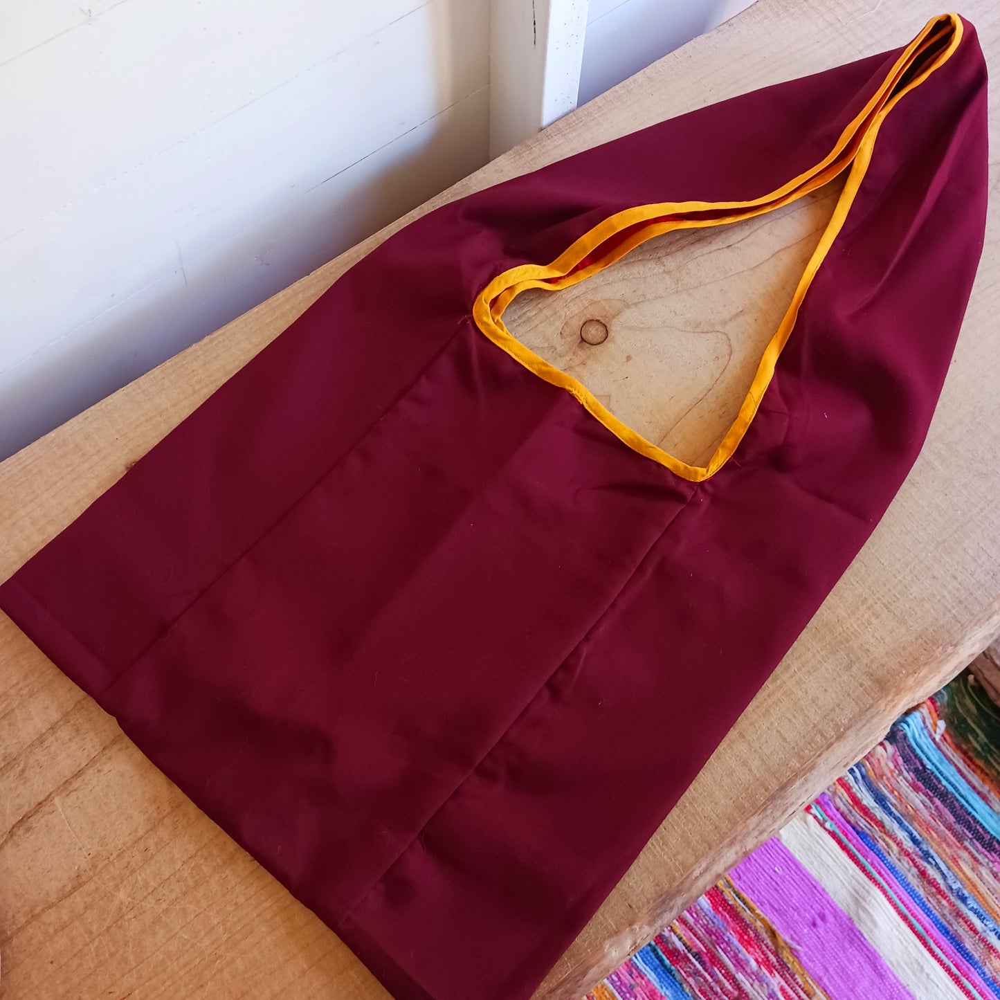 Plain Burgundy Tibetan Buddhist Monk Bag