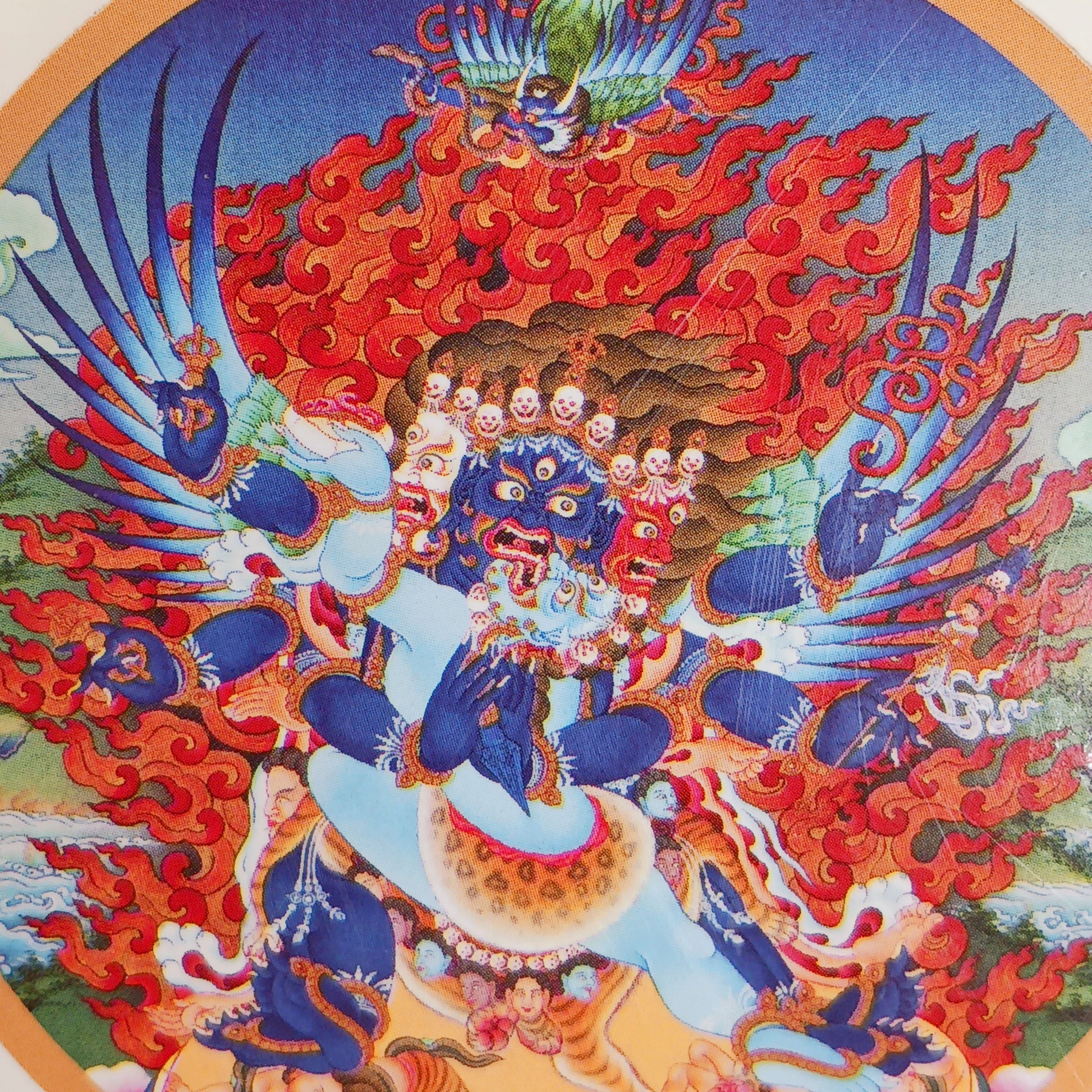 Vajrakilaya is a Buddhist deity, a so-called wrathful deity, who's enlightened power pierces through all negativities, obstacles, pollution and hostile energies, coming both from within and from outside.