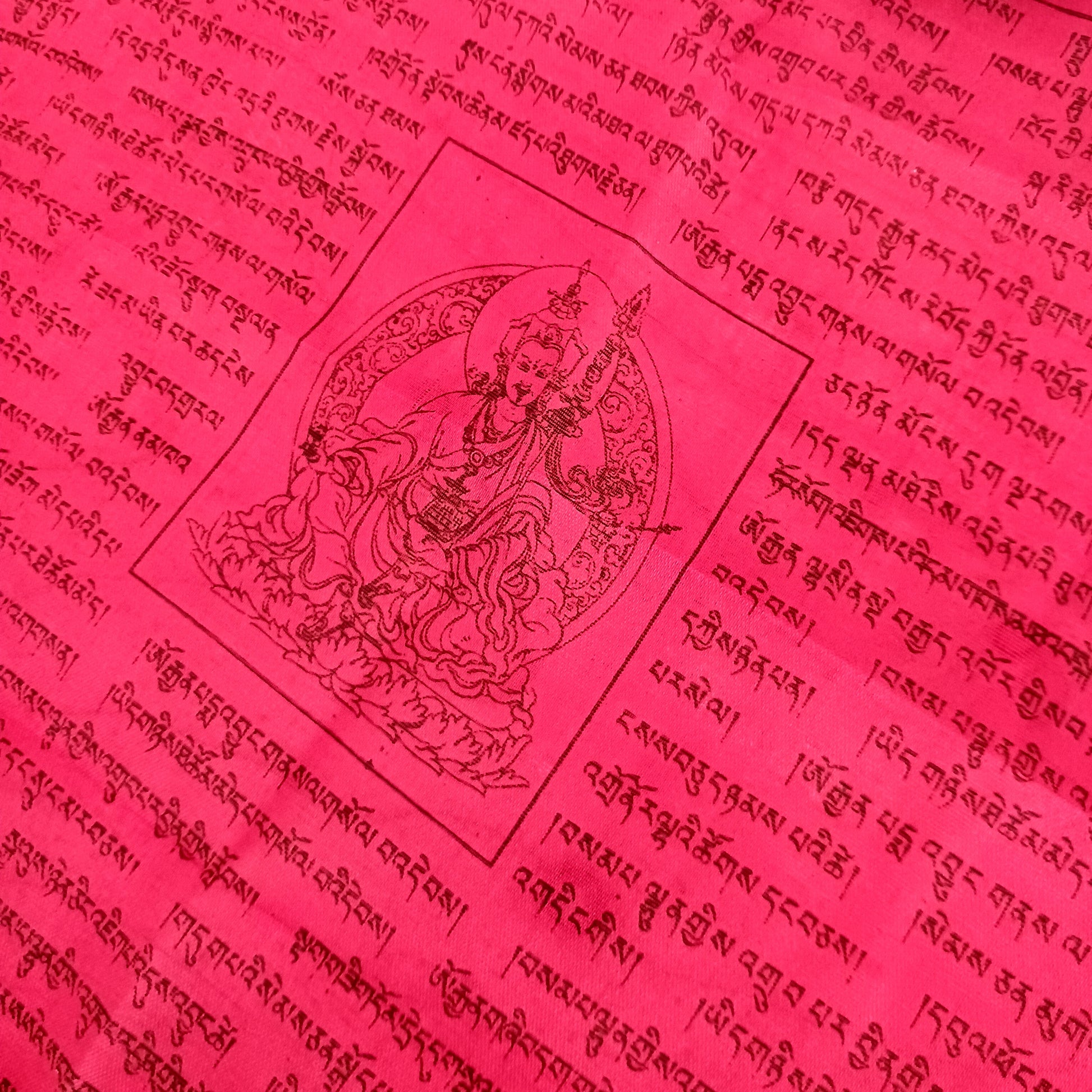 The colours of the Tibetan Prayer Flags symbolize the five elements. blue-wind, white-water, red-fire, green-space and yellow-earth. The Tibetan Prayer Flag contain phrases requesting good health and fortune.