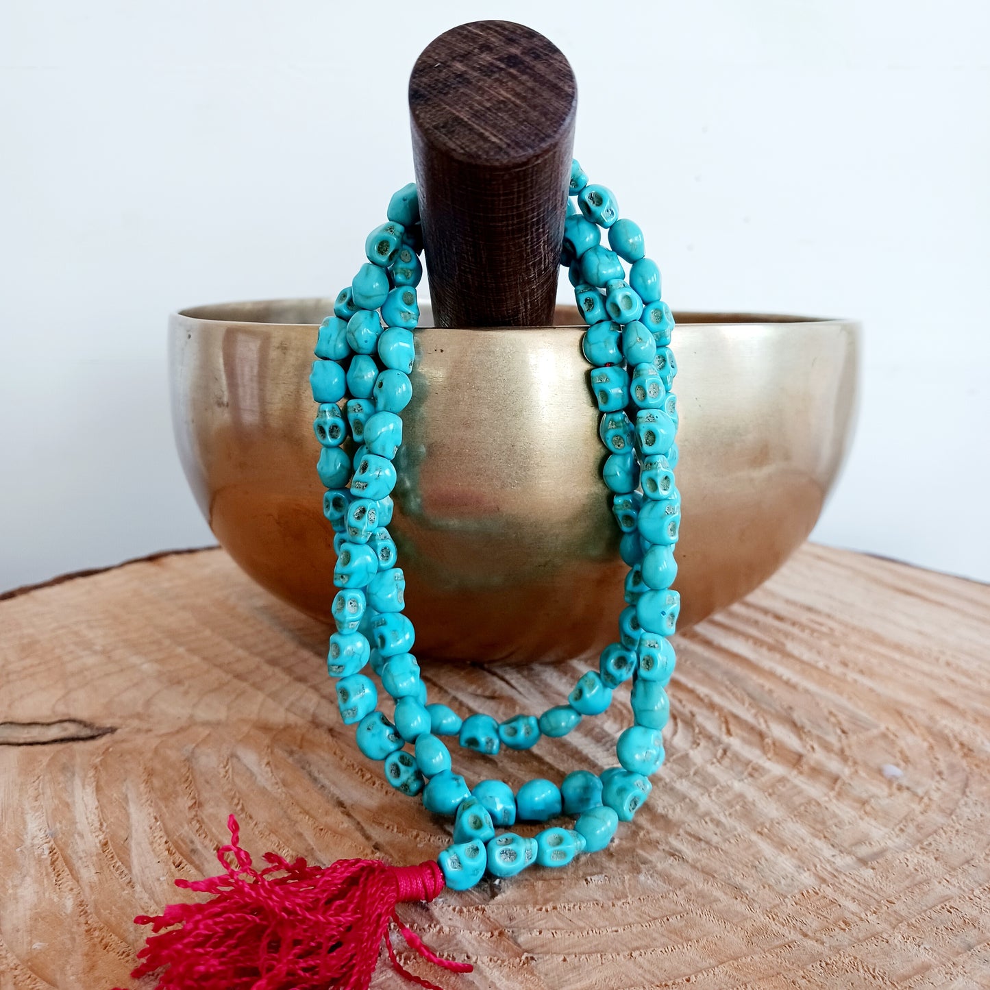 Mallah or Malas are a type of Buddhist rosary. Usually consisting of 108 beads which is a very auspicious number in Buddhism, Mallah beads are used to aid meditation and prayer with each bead representing a mantra repetition.