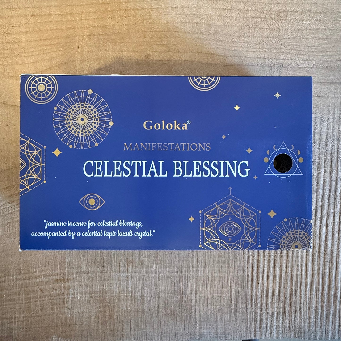 Goloka Celestial Blessing jasmine incense sticks with lapis lazuli crystal