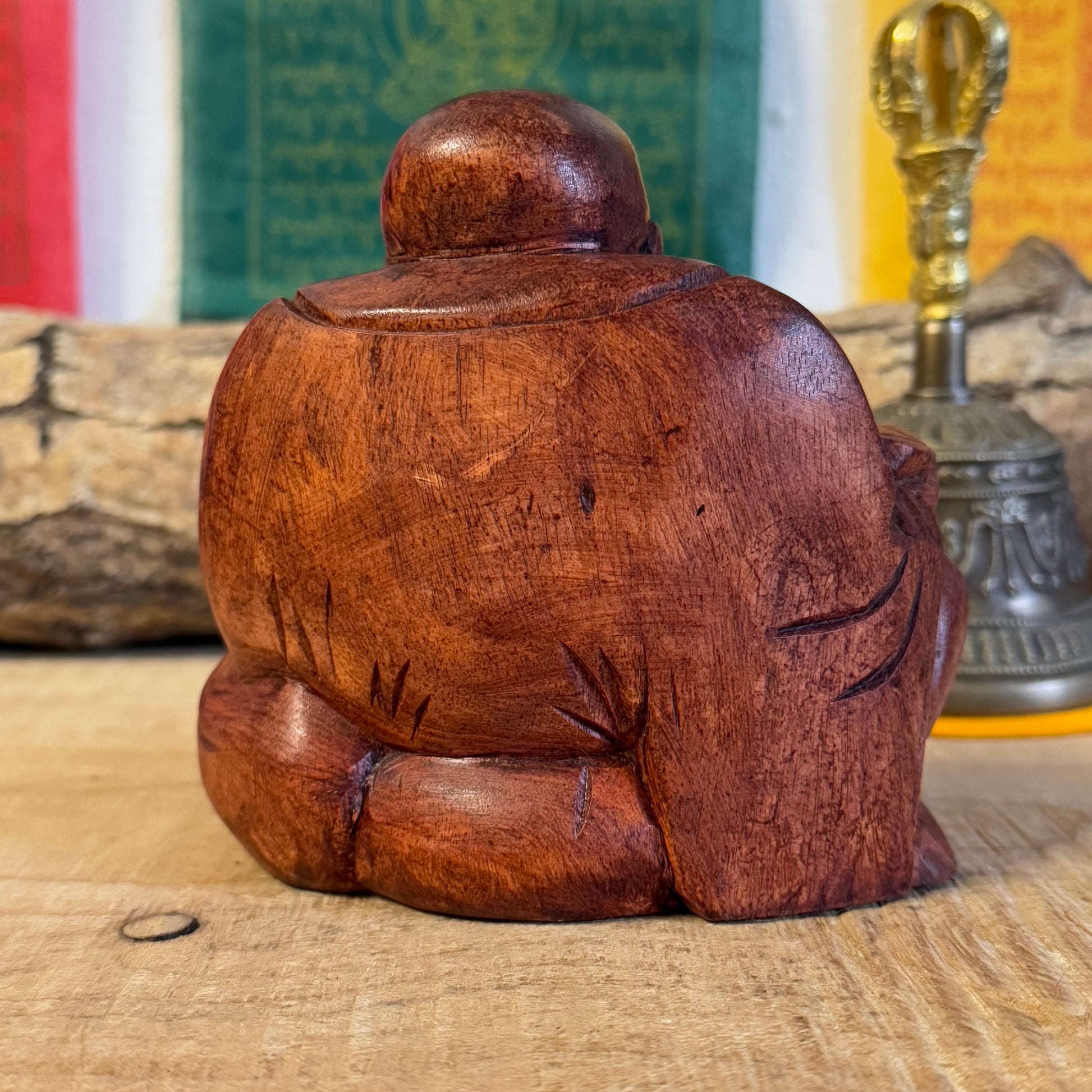 Invite joy & prosperity with our hand-carved Solid Laughing Buddha statue, crafted from durable Raintree wood. Perfect for home decor, meditation spaces, or meaningful gifts. Shop now