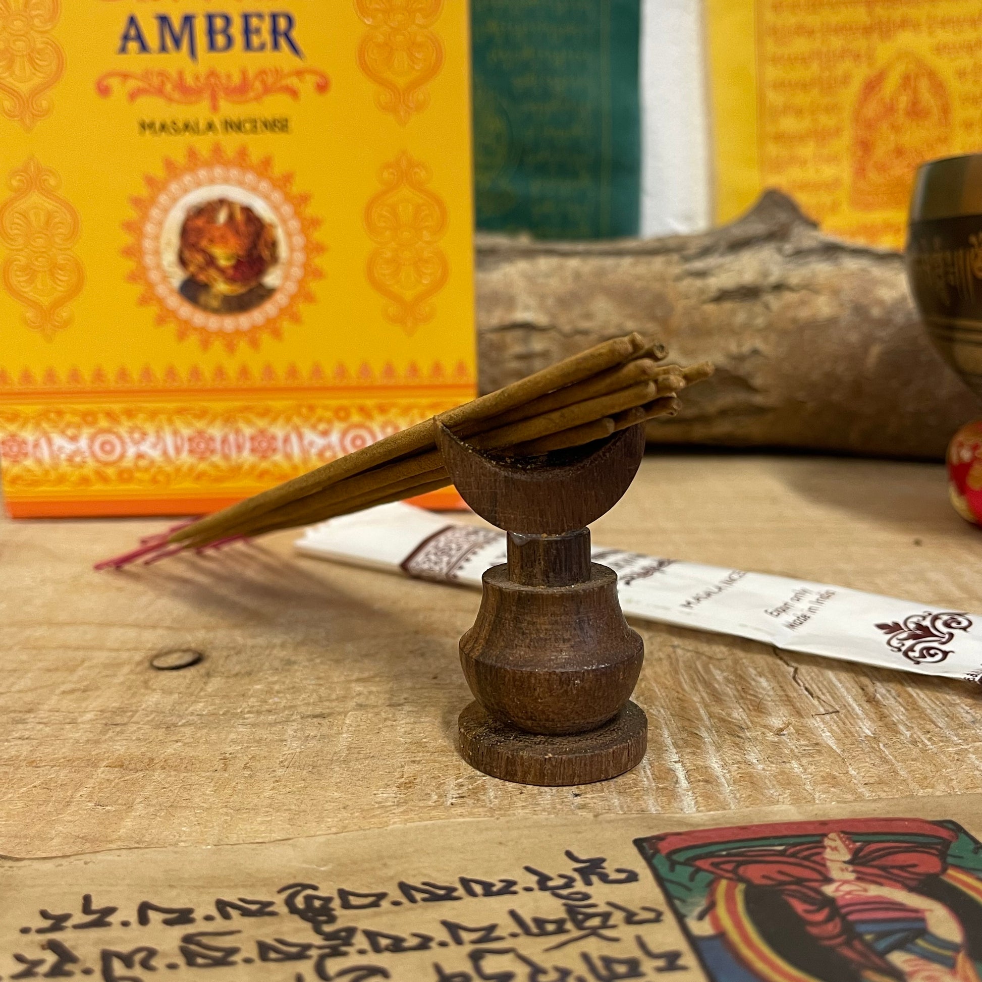 Ayurvedic Amber masala incense sticks offer a pure and natural aroma, made with a thoughtful blend of essential oils and all-natural ingredients including premium resins, oils, herbs, petals, and honey. The rich, warm scent of amber is ideal for creating a soothing atmosphere perfect for meditation, yoga, and spiritual cleansing. These incense sticks promote&nbsp; relaxation and help cultivate a harmonious environment, supporting overall well-being