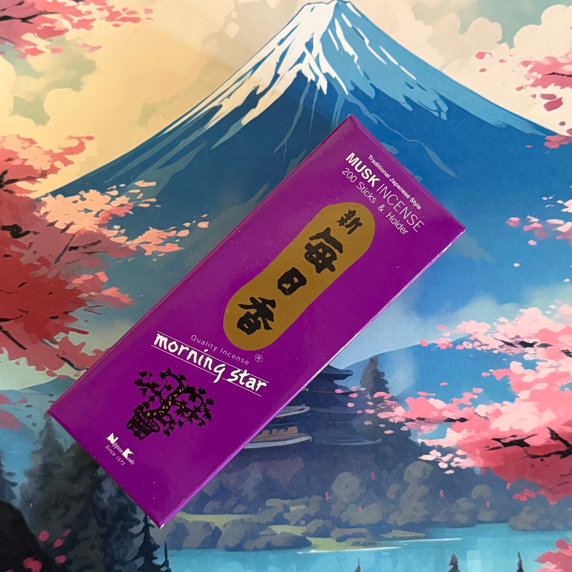 Morning Star Musk Incense Sticks by Nippon Kodo, Japanese traditional aroma, bamboo-free, 12cm, clean burn