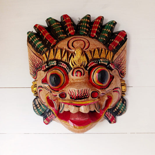 Handcarved Balinese Raksassa Large Mask | Cream