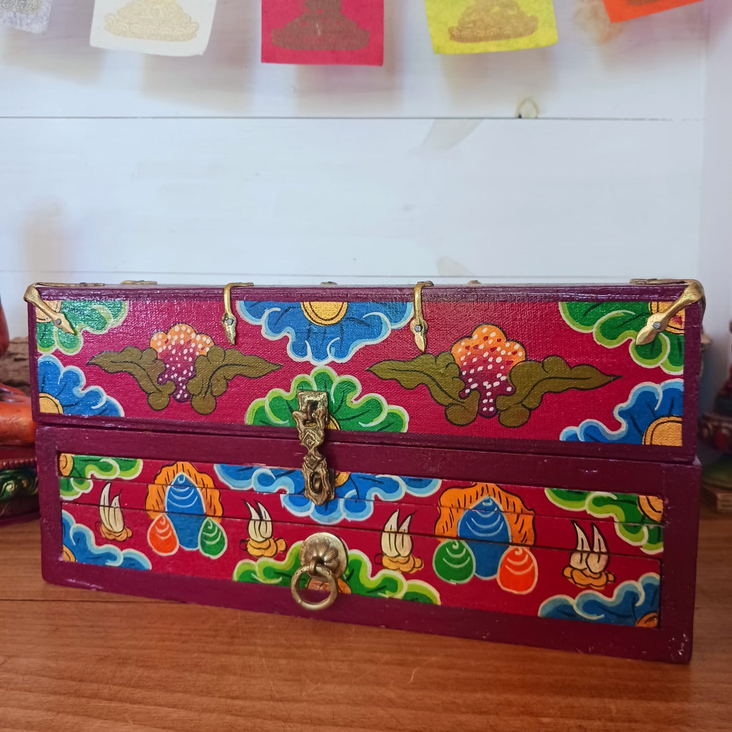Tibetan Style Travelling Alter Offering Box with Drawers