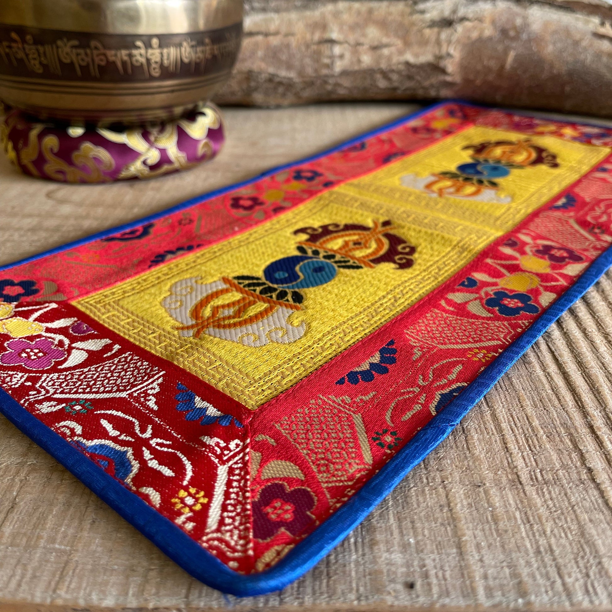 Puja Table Double  Dorje Altar Mat Brocade silk 42cm  X 19cm