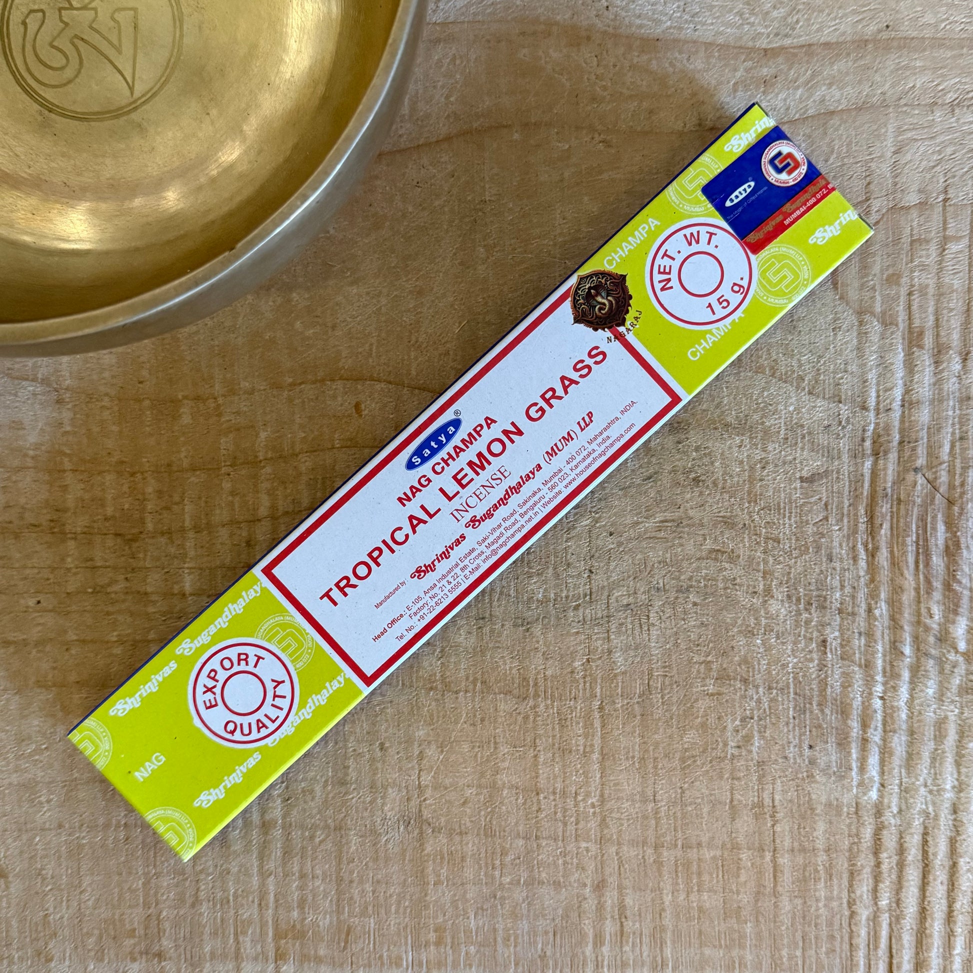 Satya Tropical Lemongrass Nag Champa incense sticks hand-rolled in India