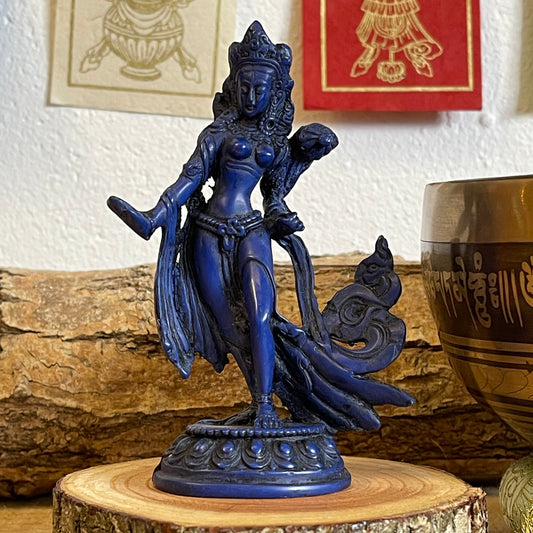 Dancing Tara Statue | Green Tara varada mudra 13 cm (Blue)