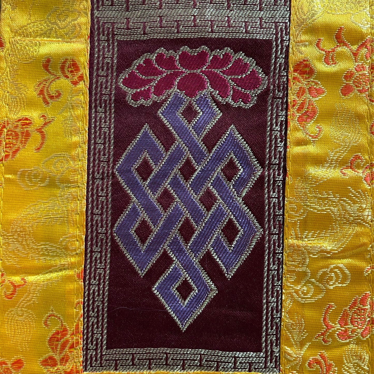 Puja Table Endless Knot Altar Mat Brocade silk 36mm X 15mm