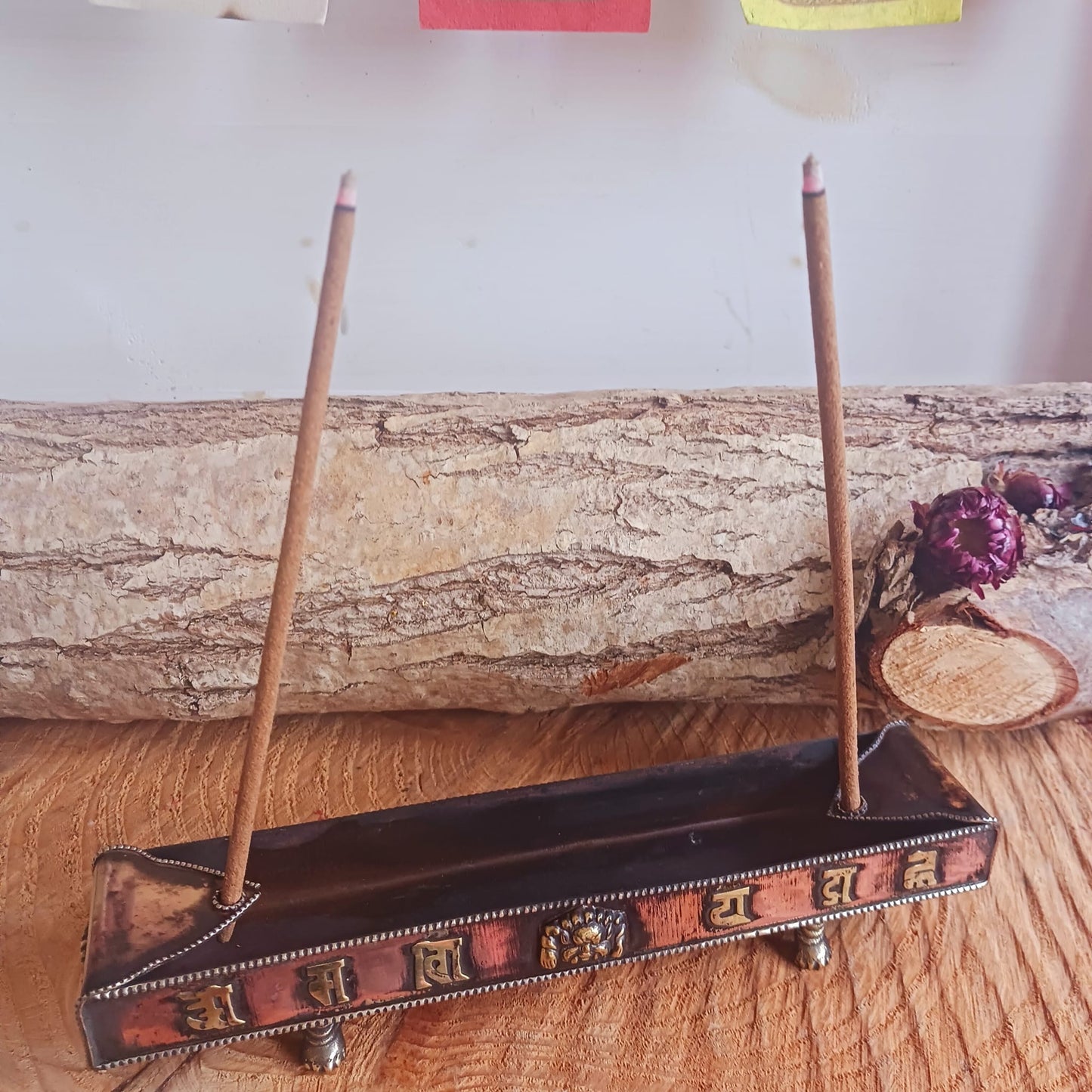 Tibetan Mantra Copper Incense Holder | Incense Tray
