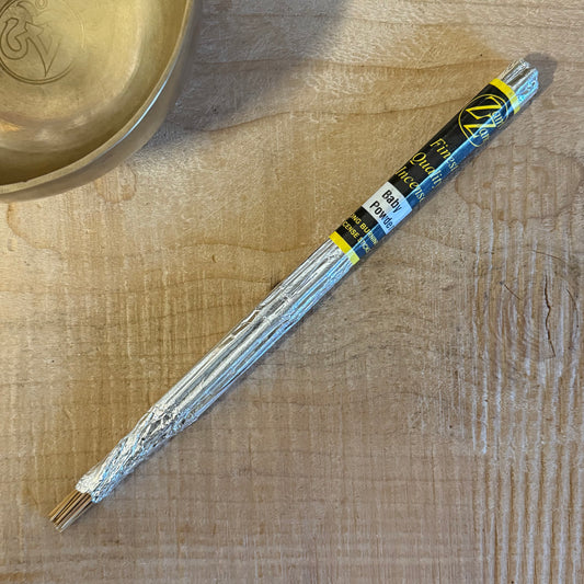 Zam Zam Baby Powder incense sticks with a soft, comforting aroma. Hand rolled, long burning incense ideal for relaxation, ritual, and calm spaces.