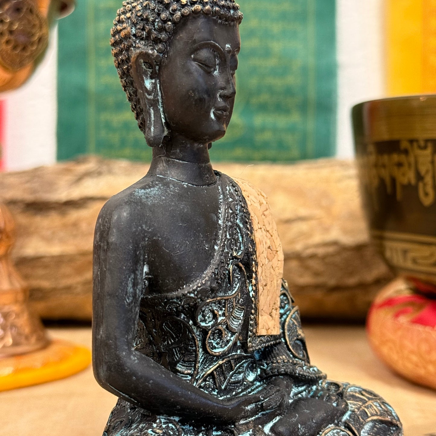 Thai-Style Buddha Figurine with Dhyana Mudra – 14cm

Elevate your space with this exquisite Thai-style Buddha figurine, showcasing a vintage aesthetic and a serene aura. Crafted with precision from high-quality resin, this 14cm statue features the Buddha in the Dhyana Mudra, a meditative hand gesture symbolizing spiritual enlightenment and harmony.

In this posture, the back of the right hand rests on the upturned palm of the left hand, with the thumbs lightly touching to create a circle of energy. This mud