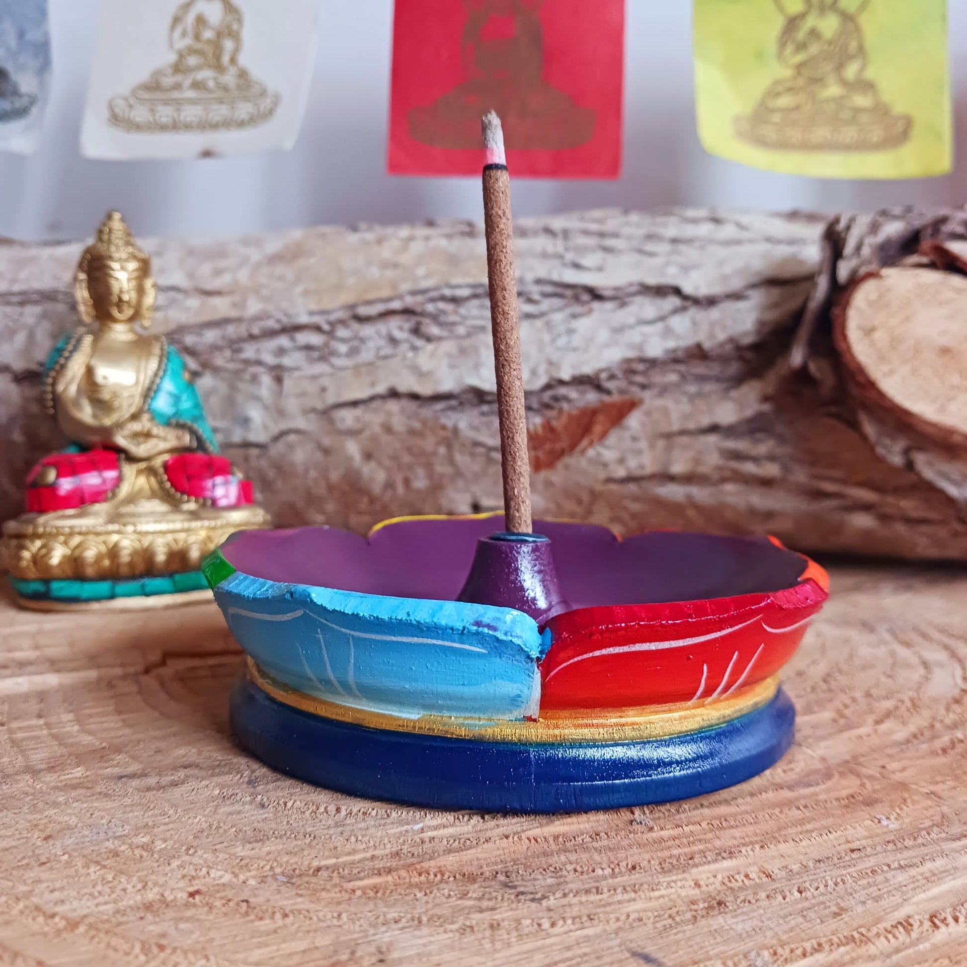 Tibetan Seven Chakra Dark Incense Stick Holder | Lotus