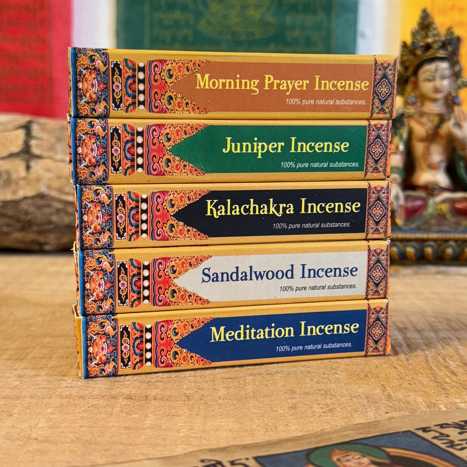 Discover a handcrafted Tibetan incense gift set featuring five natural fragrances. Perfect for relaxation, meditation, and spiritual rituals. 100% natural, Fair Trade, and ethically made in Nepal.