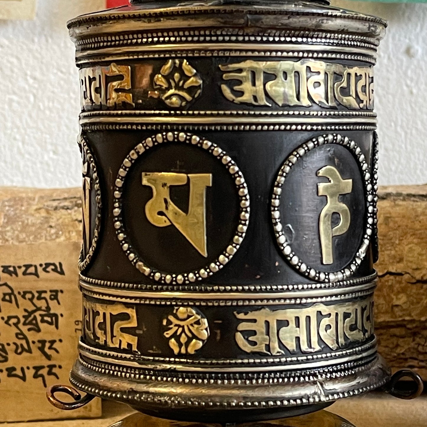 Tibetan Buddhist Table Prayer Wheel with Mantra Inside