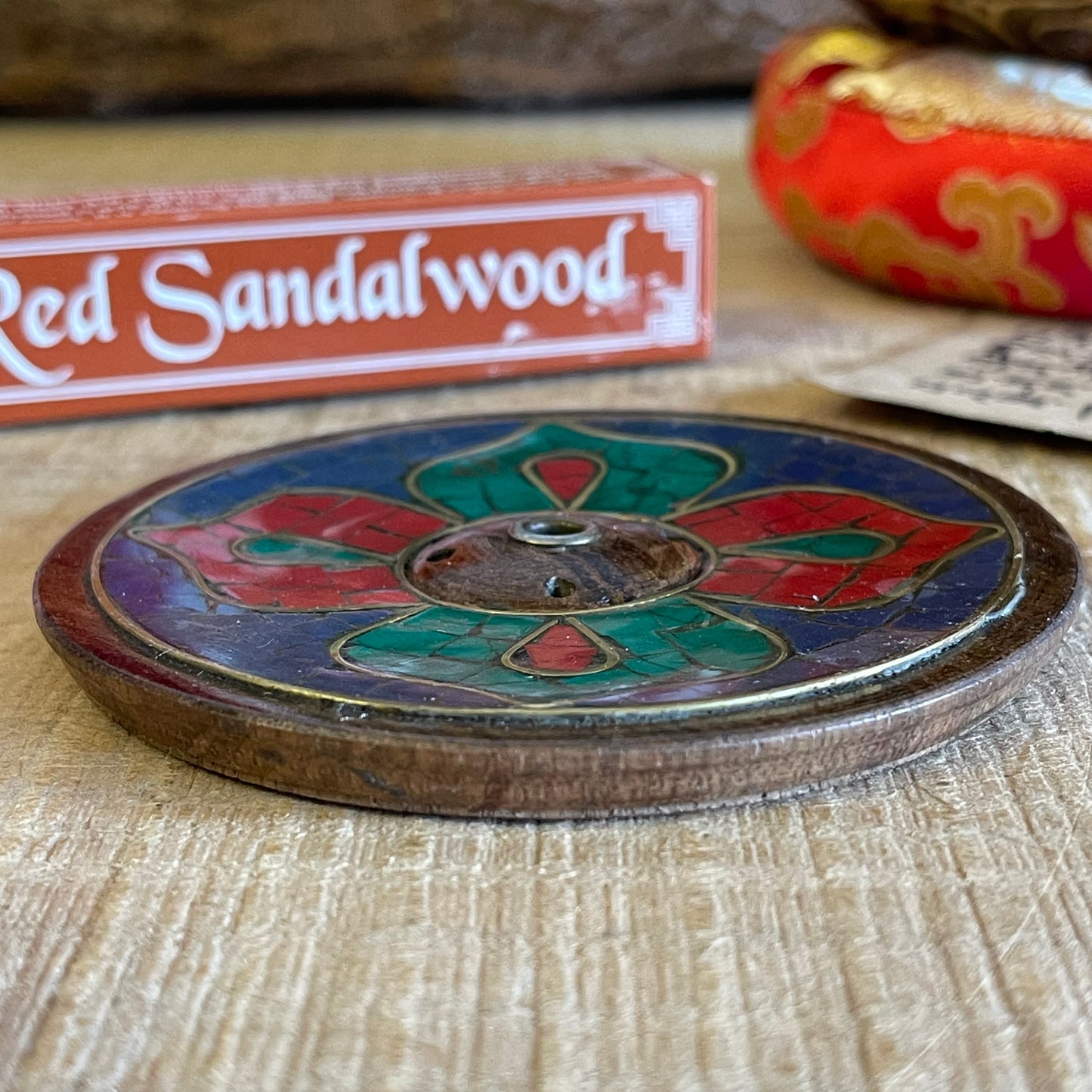 Tibetan Flower stone inlay  Wooden Incense