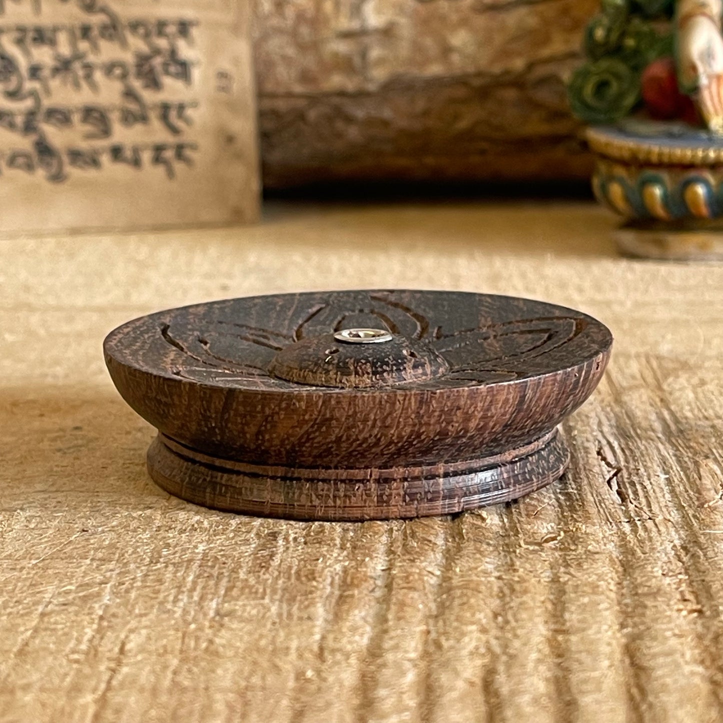 Lotus Flower Dark Wood Incense Holder