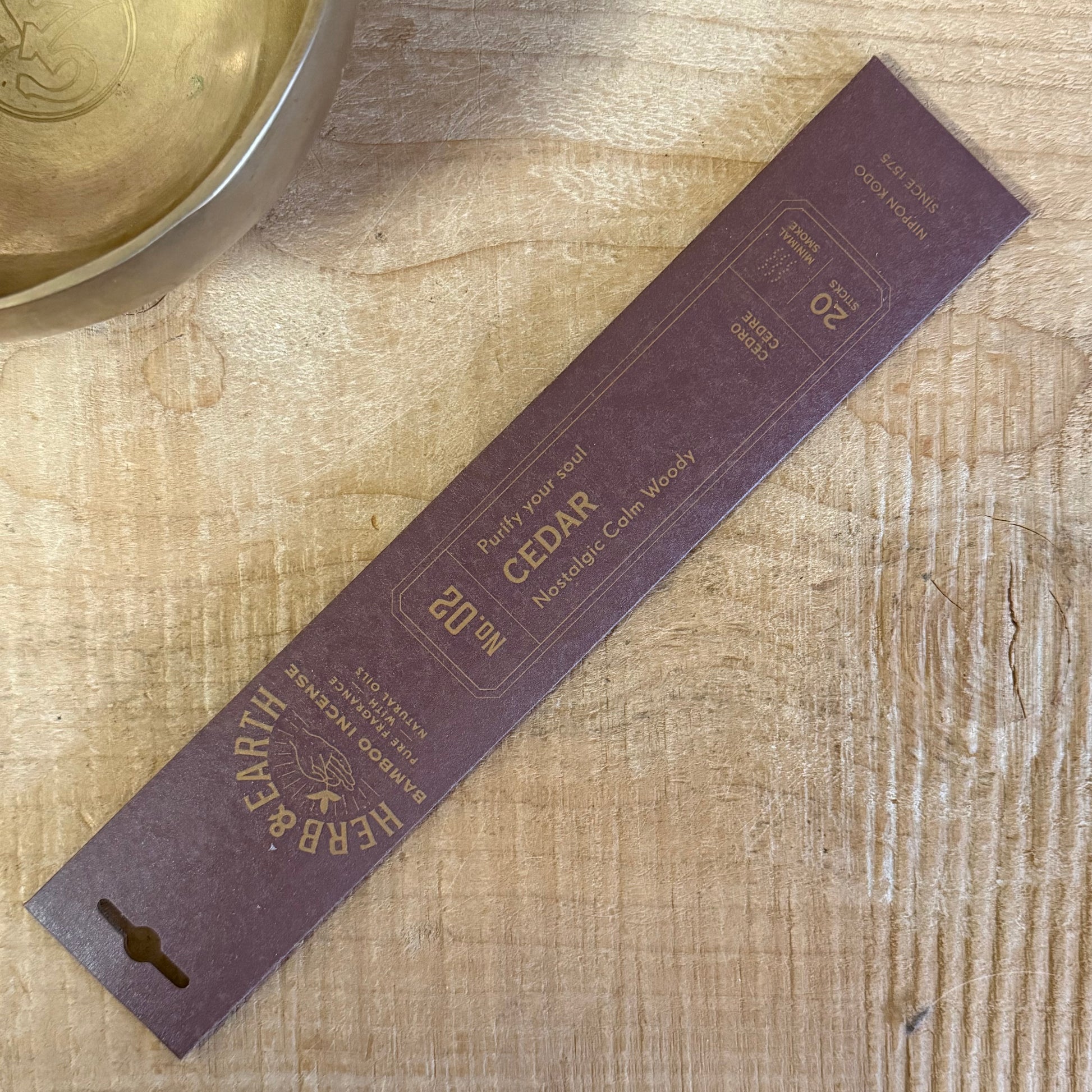 Herb & Earth Cedar natural bamboo Japanese incense sticks