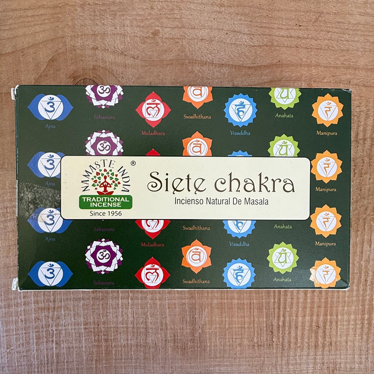 Namaste Mandala 7 Chakra incense. Grounding masala incense for meditation, chakra balance, energy alignment, and creating a calm, centred space.