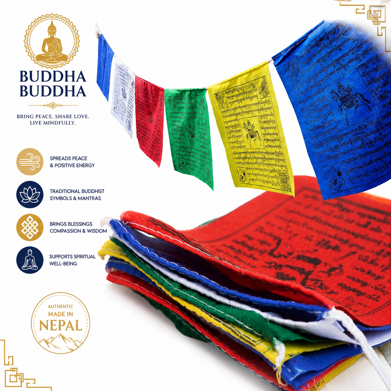 Cotton Tibetan Prayer Flags |10 flags