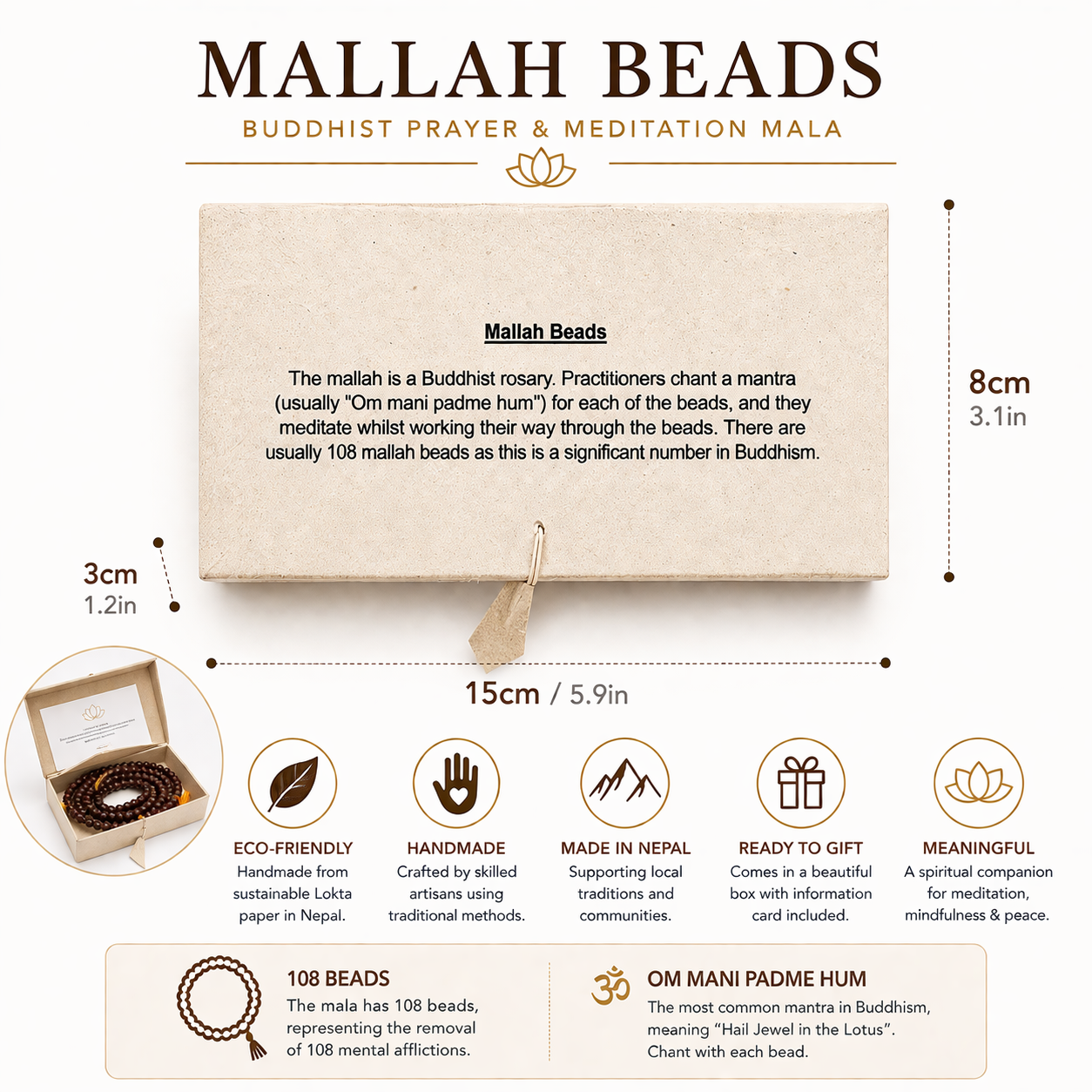 Boxed Wooden Mallah Beads