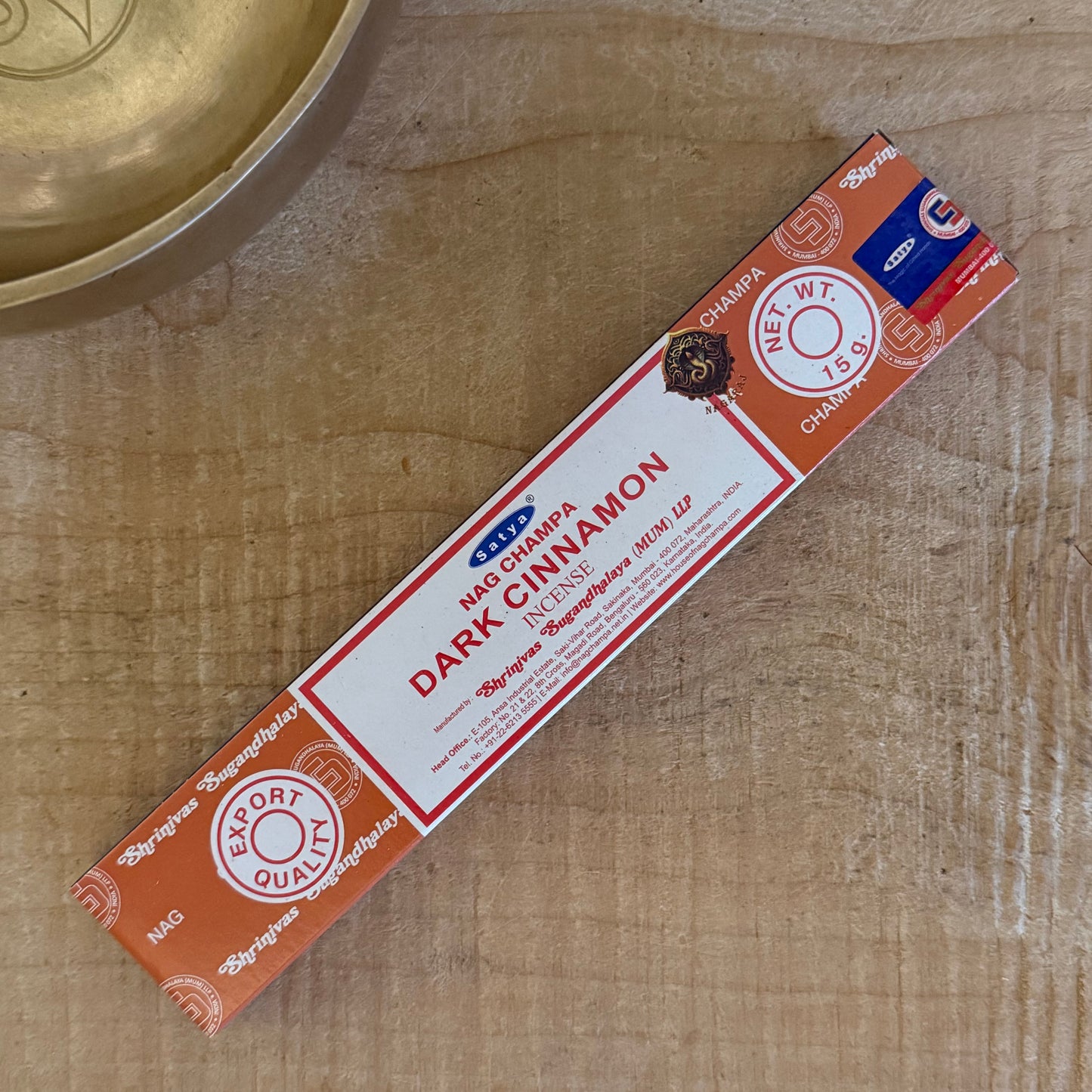 Satya Dark Cinnamon Nag Champa incense sticks hand rolled in India