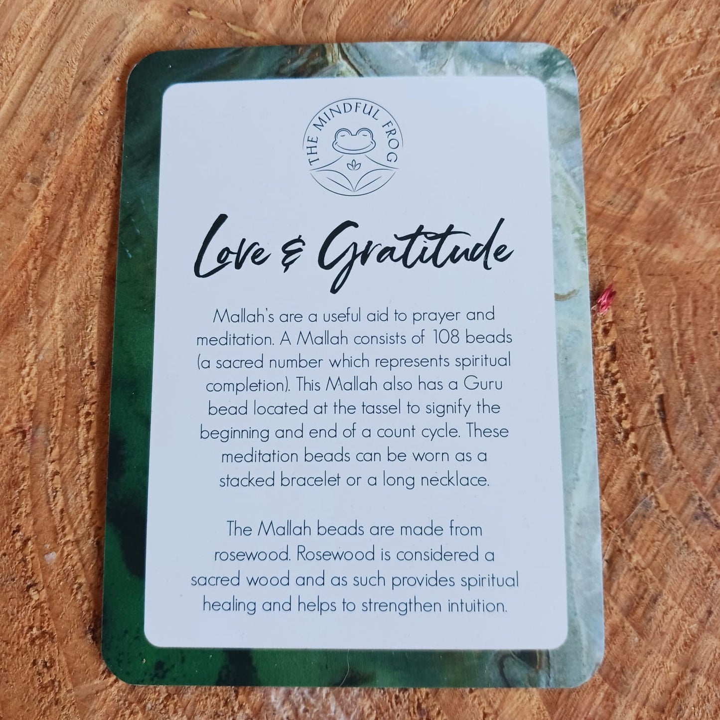 Rosewood and Green Aventurine Mallah Beads | Love & Gratitude