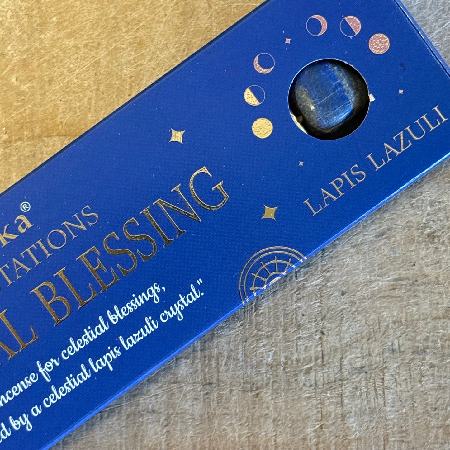 Goloka Celestial Blessing jasmine incense sticks with lapis lazuli crystal