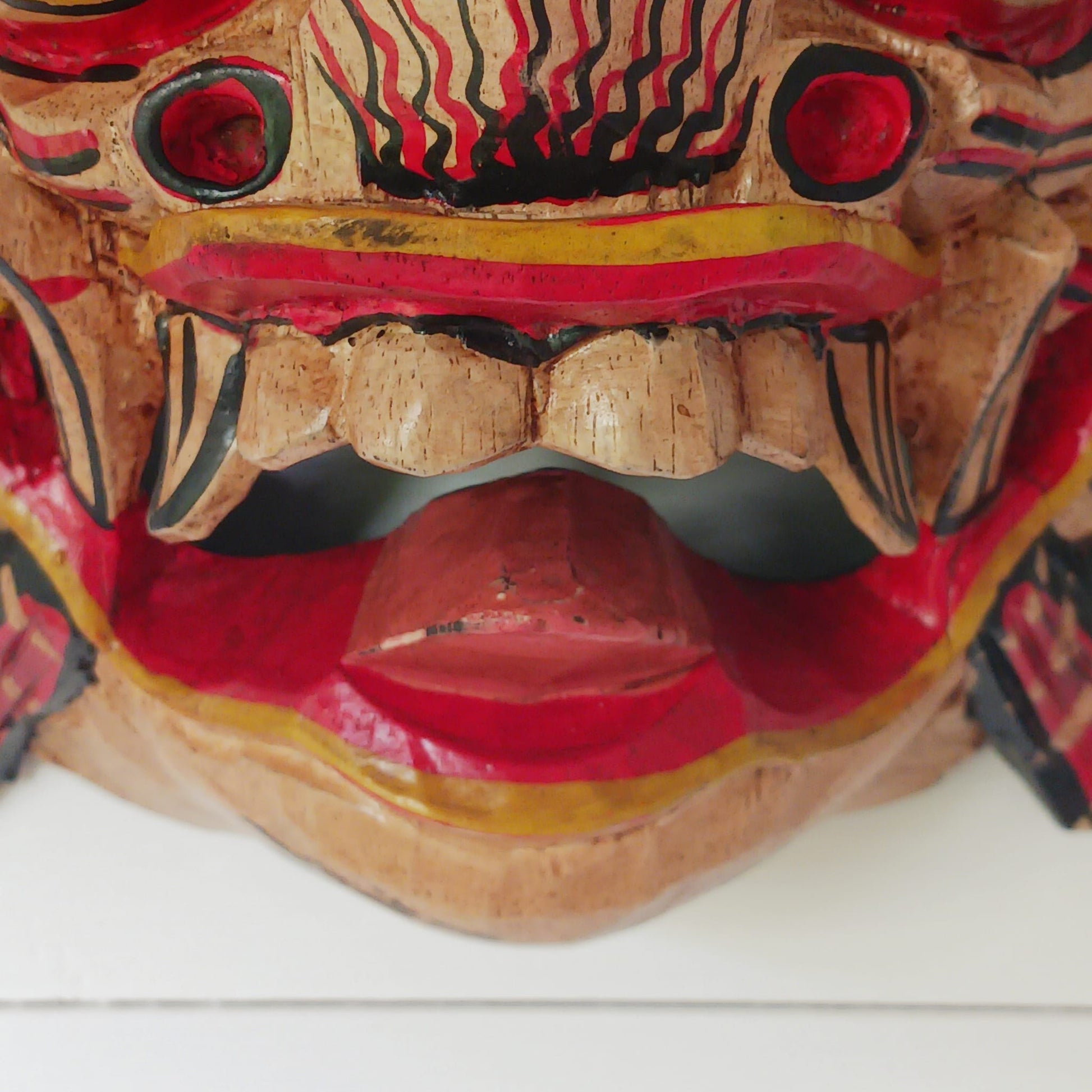 Handcarved Balinese Raksassa Large Mask | Cream