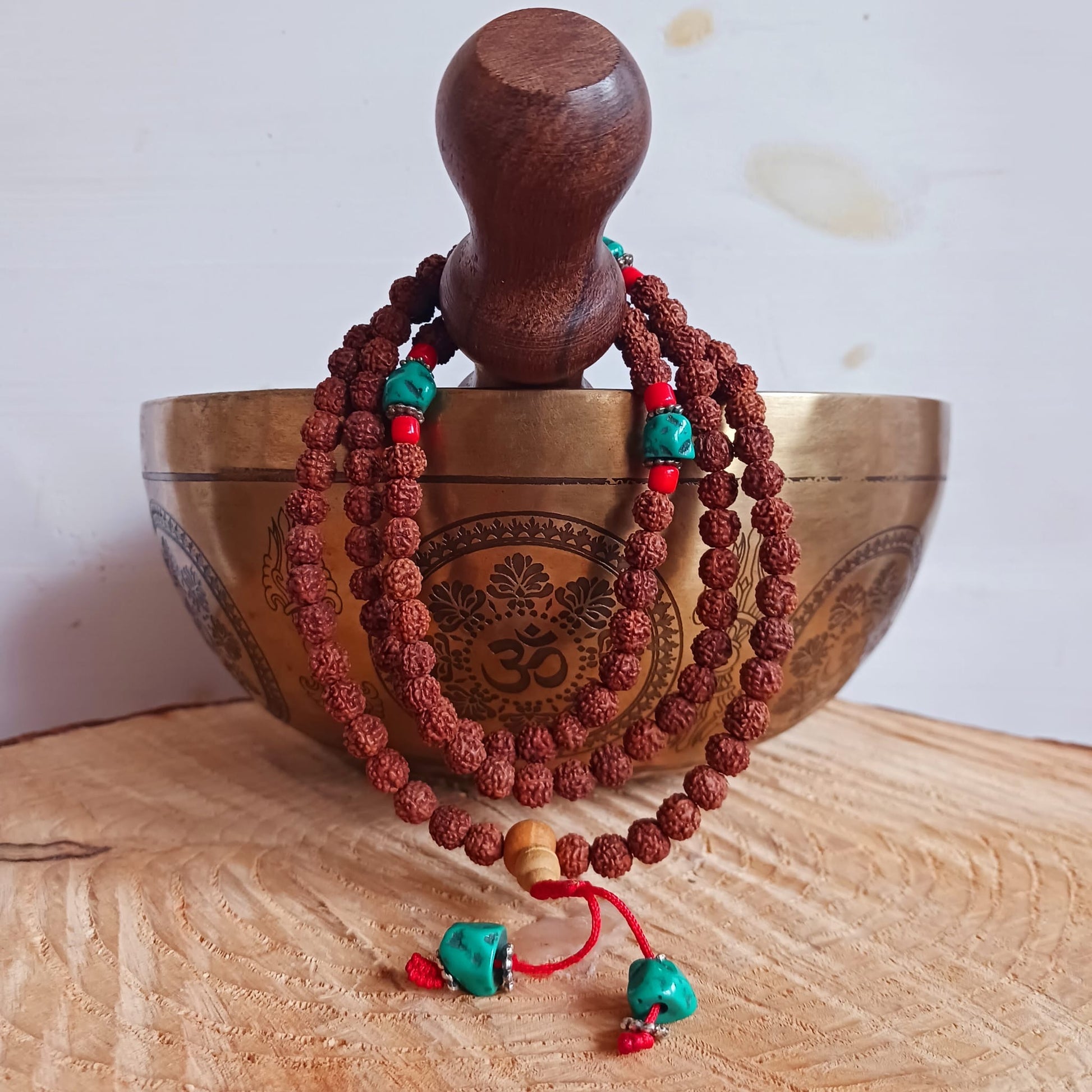 Rudraksha and Turquoise Mala Beads