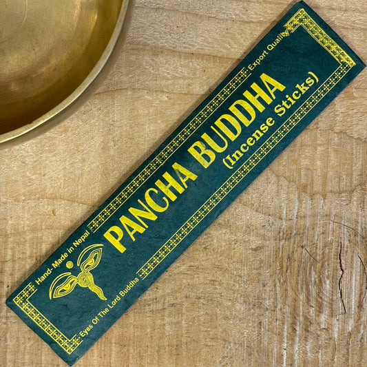 Pancha Buddha natural handmade Nepalese incense sticks in traditional Lokta paper.
